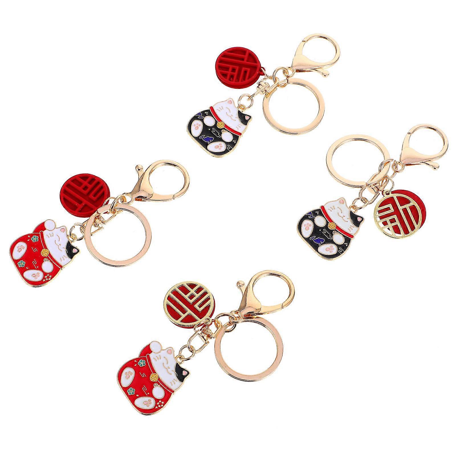 Assorted Color Fortune Cat Pendant Keychain for DIY Jewelry 12Pcs Pack
