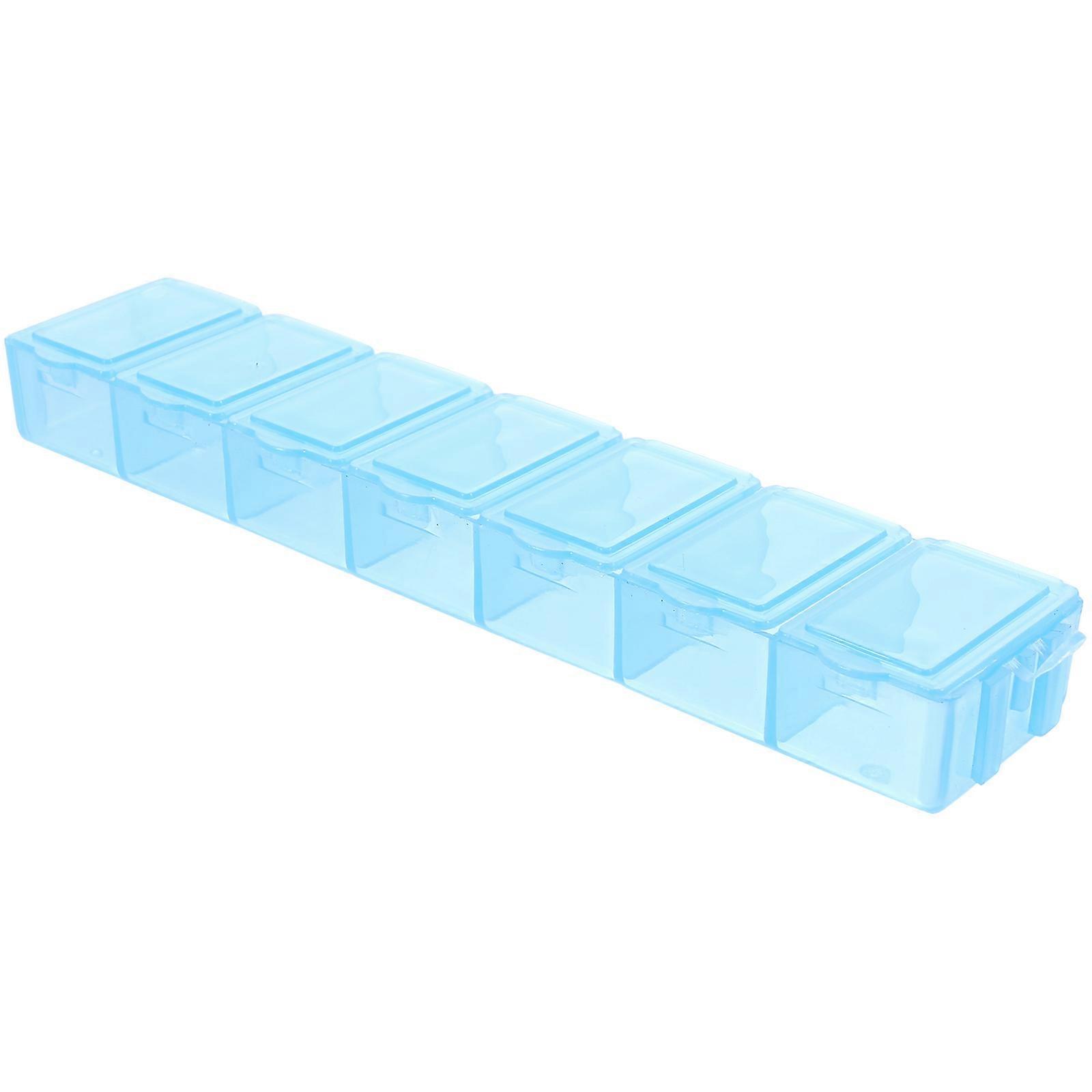 Blue Plastic Organizer Portable Pill Box for Storage 2Pcs Compartments