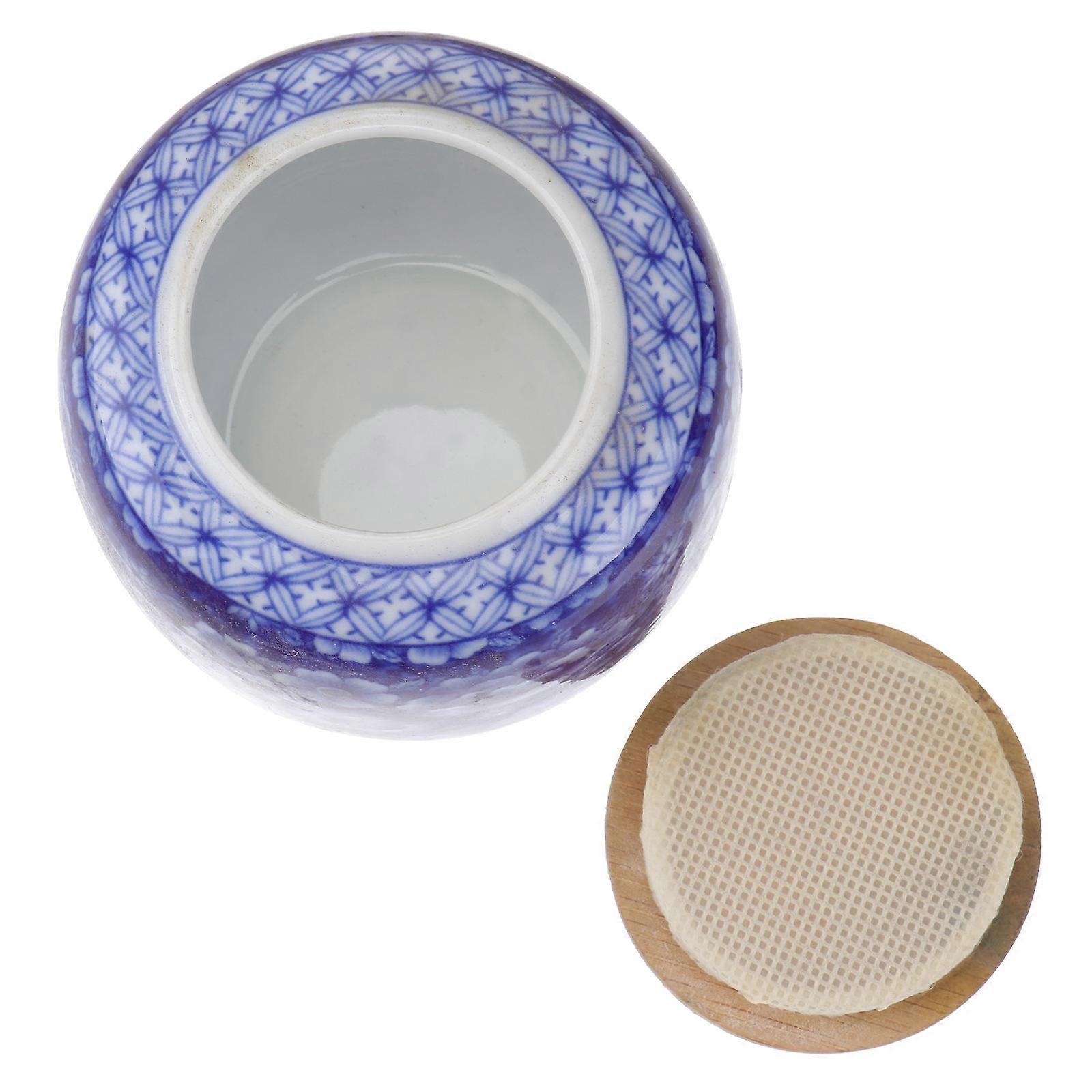 Sealing Tea Canister for Storage Use Ceramic Blue 230ml Container