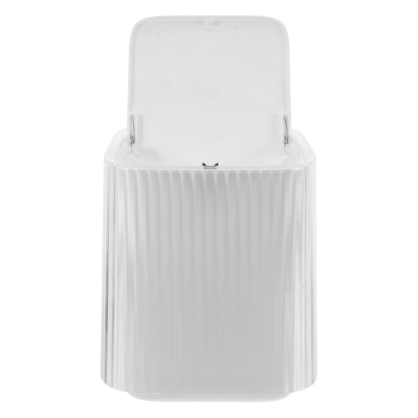 Plastic Garbage Can Desktop Push Lid 2Pcs for Office and Home Use