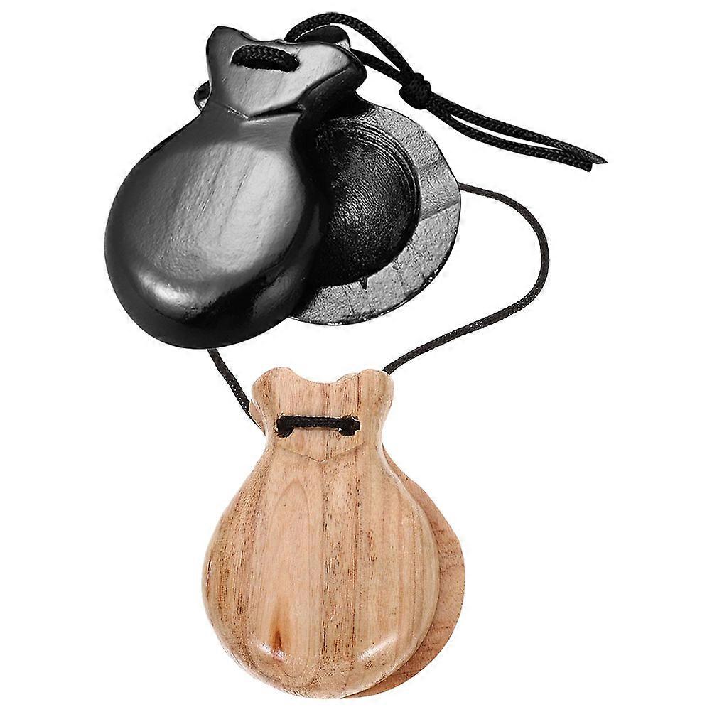 2Pcs Wooden Castanets Musical Instrument For Dance Performance Education Assorted Color Enhances Rhythm