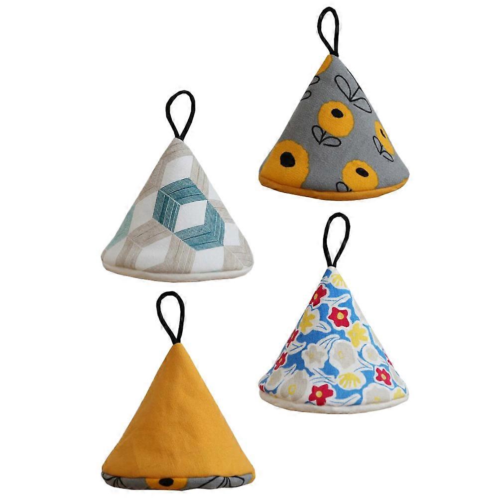 4Pcs Insulated Pot Grip Cover Assorted Color Triangle Shape Non-Slip Cooking Aid for Housewives