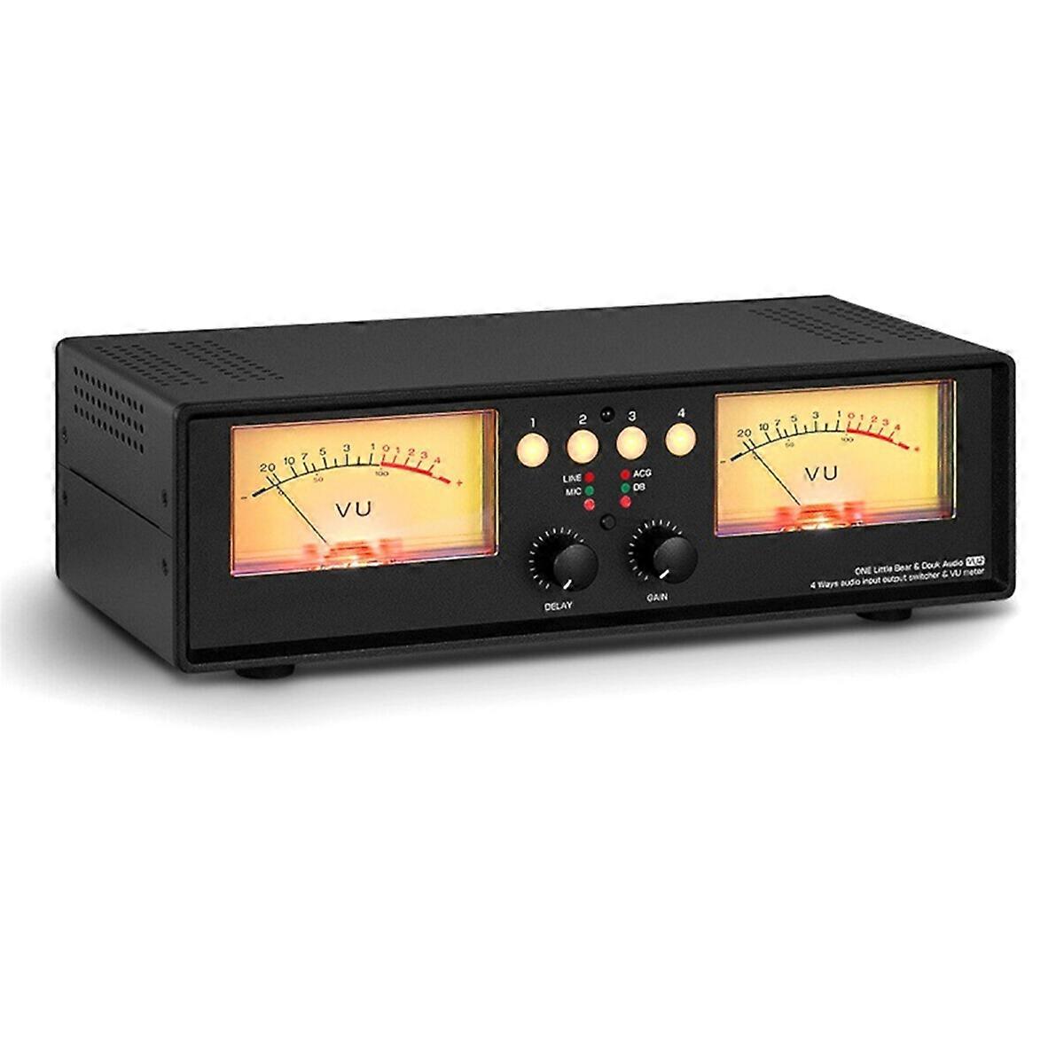 MIC+LINE Analogique Double VU-mètre Niveau sonore DB Panneau Affichage Audio 4 voies Répartiteur de commutation Boîte de commutation Musique Spect Visualiseur