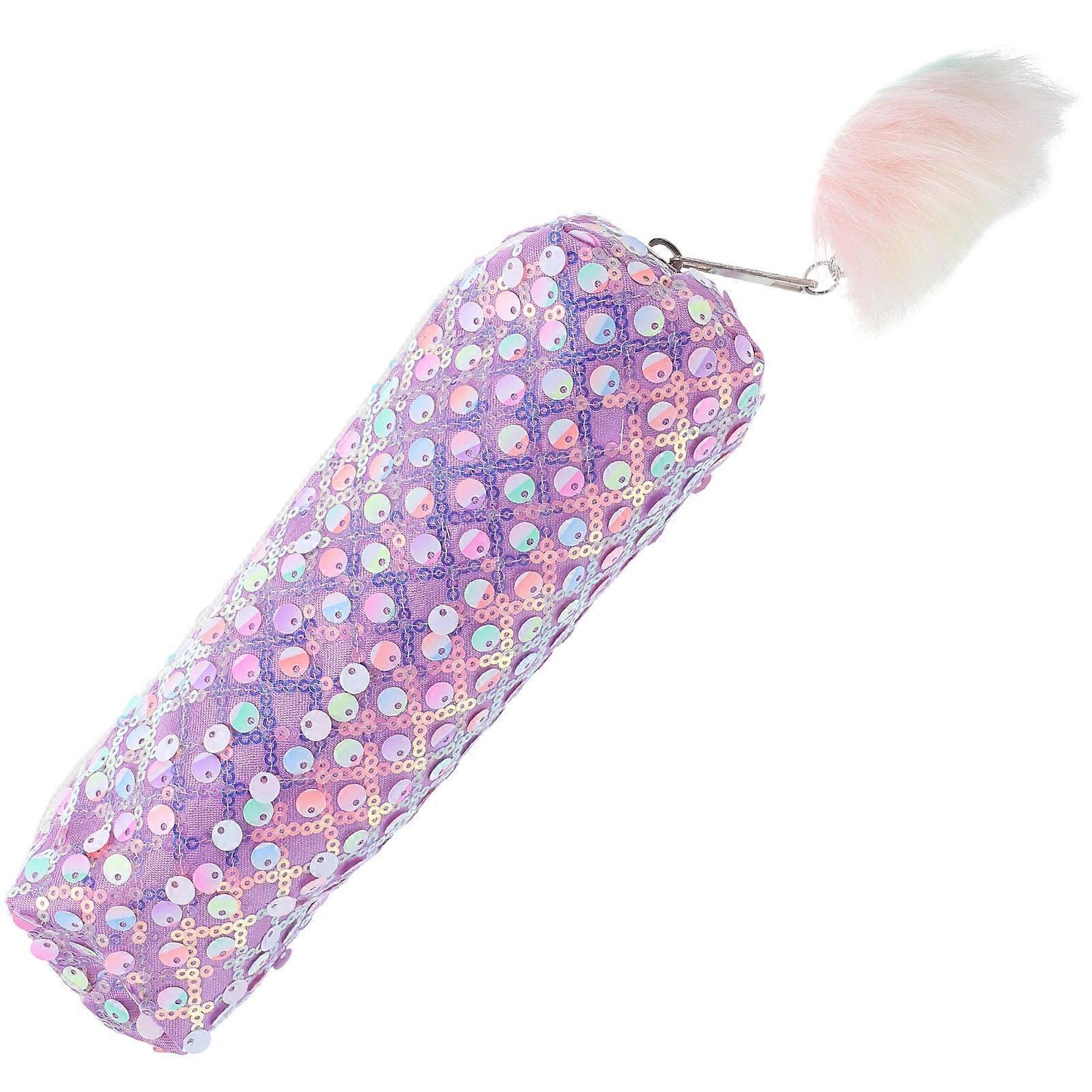 Violet Pencil Case for Students with Smooth Zipper 4Pcs Storage Bag Set