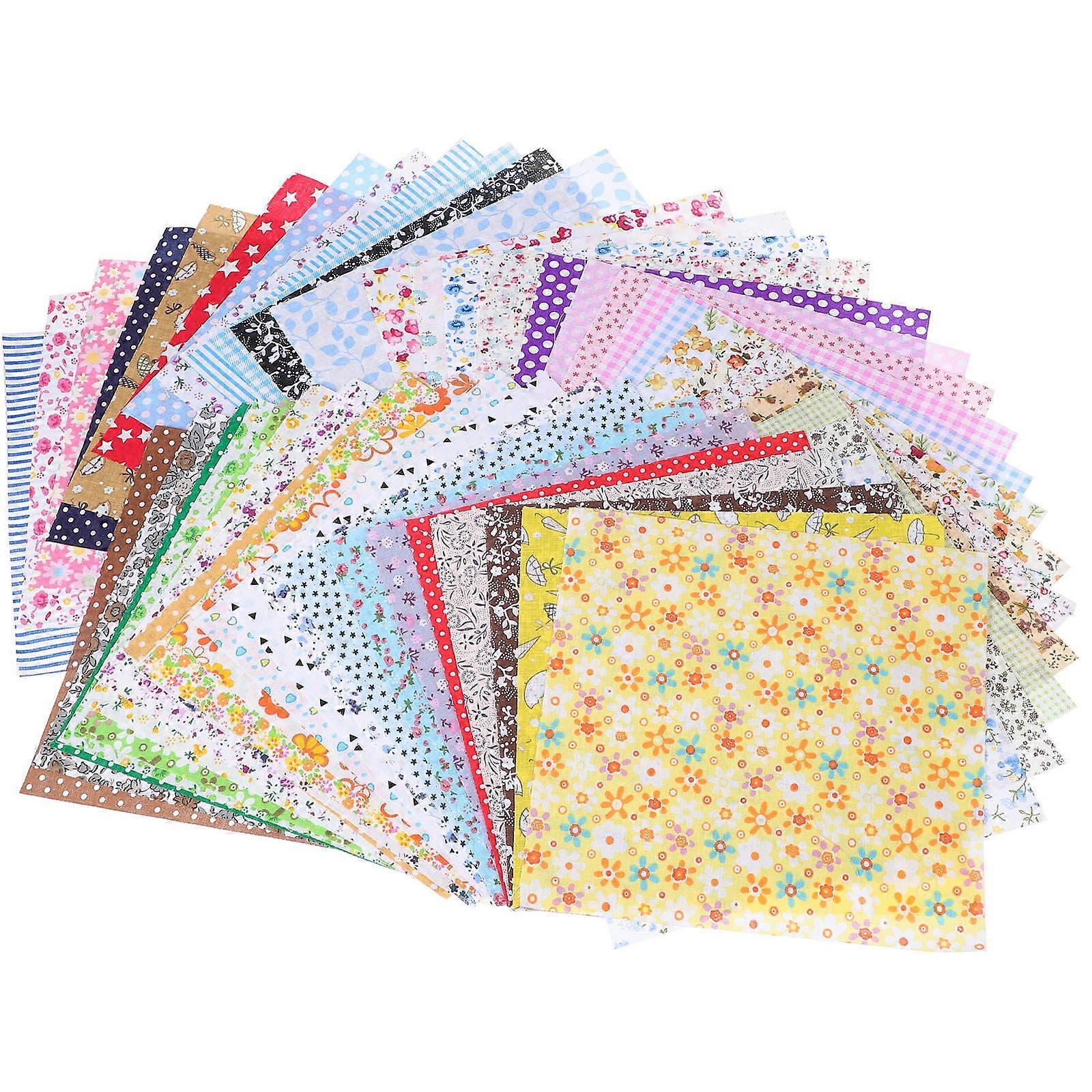 DIY Fabric Pure Cotton Cloth Kit for Patchwork 50Pcs Assorted Patterns