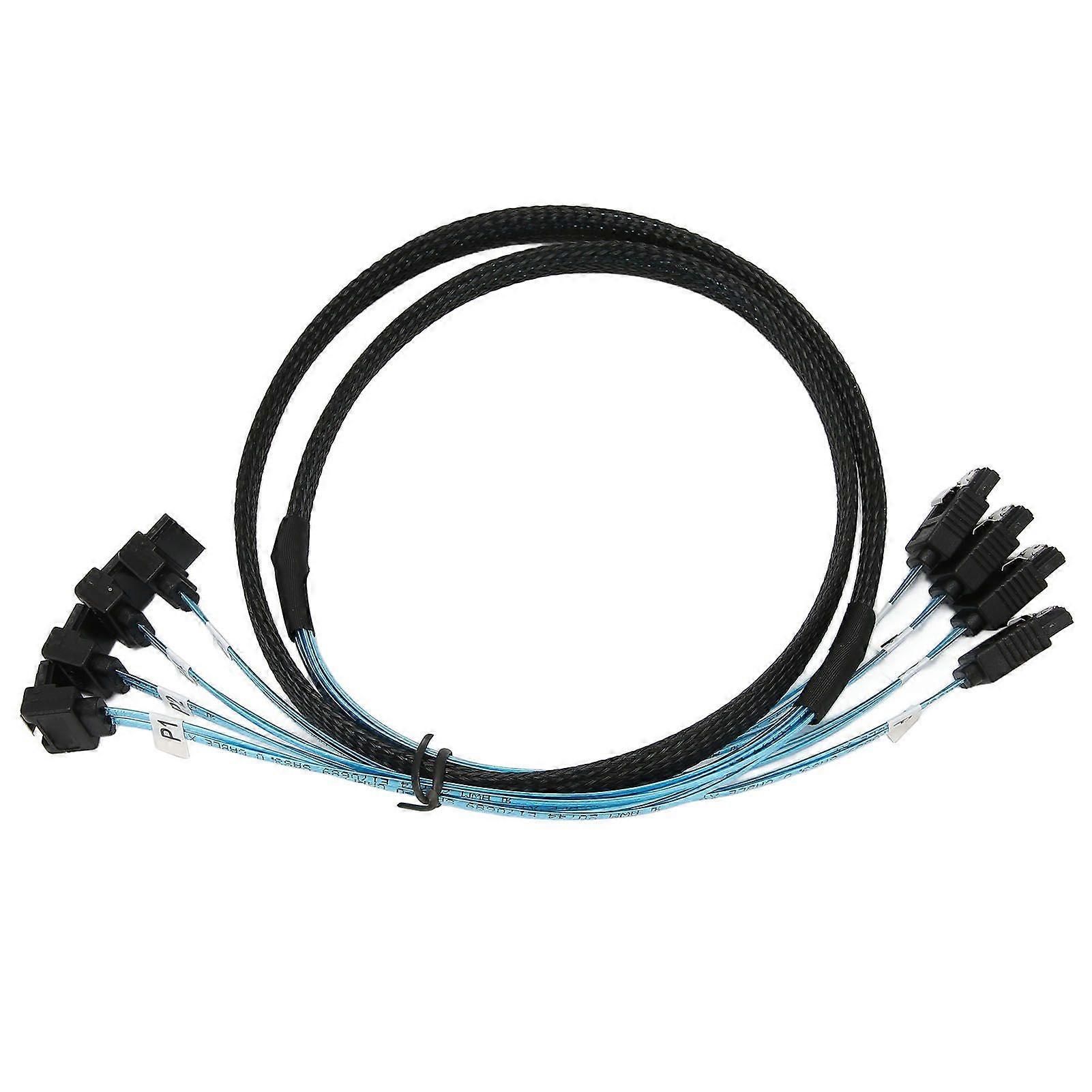 Mini SAS Cable 4 SATA to 4 SATA Straight Curved Cable 6Gbps Anti Interference Double Group Shielding SAS Cable1m / 3.3ft