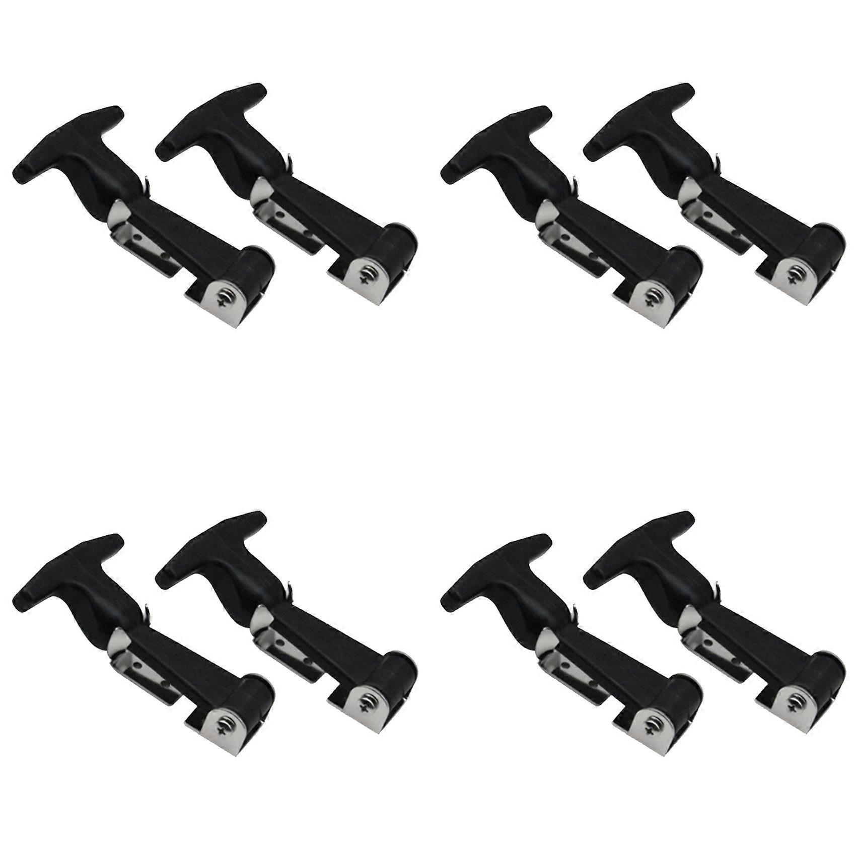8Pcs Stainless Steel Rubber Hood Catch Flexible T-Handle Hasp Rubber Flexible Draw Latches with Brackets Tool Box