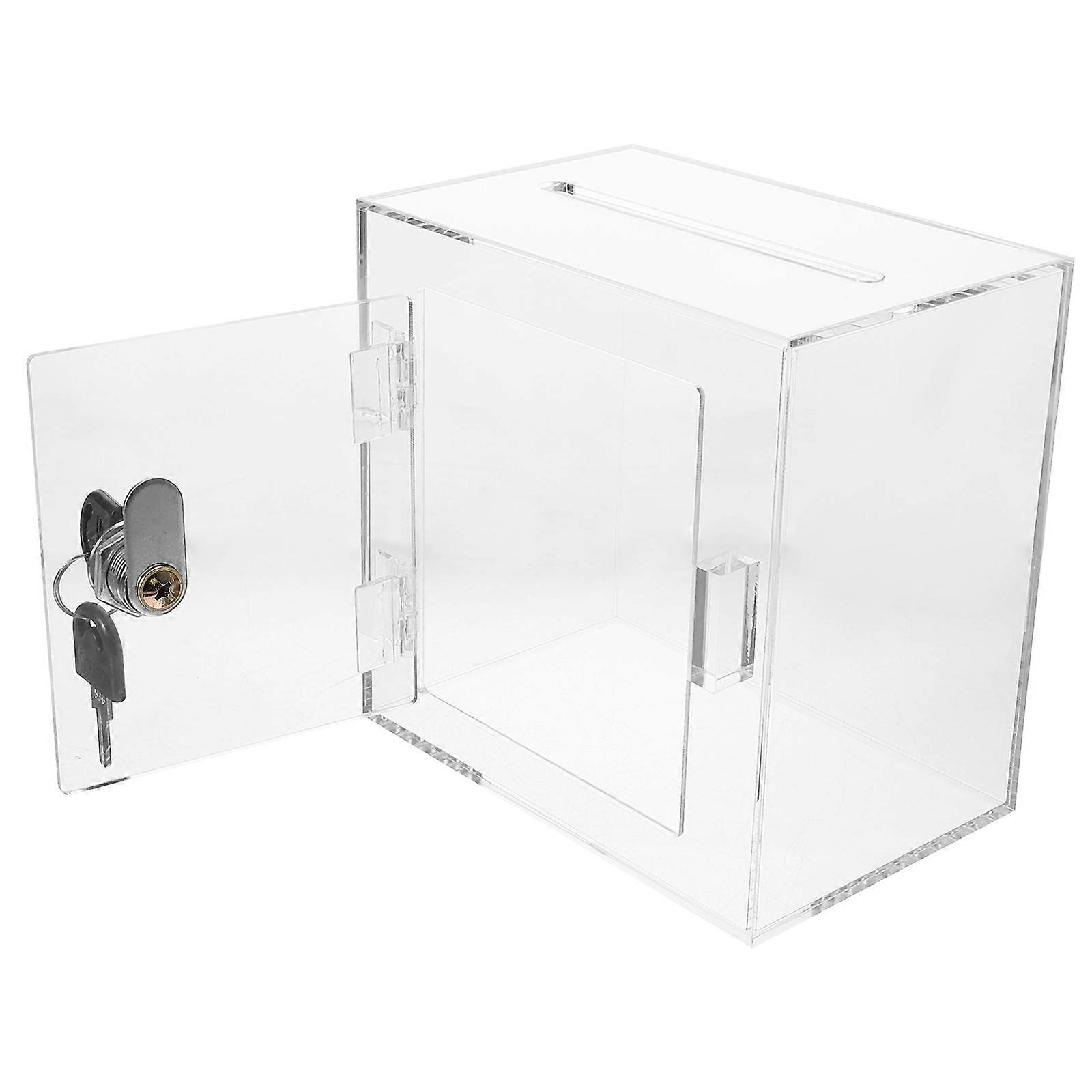 Fundraising Donation Box Transparent Acrylic with Lock 3Pcs