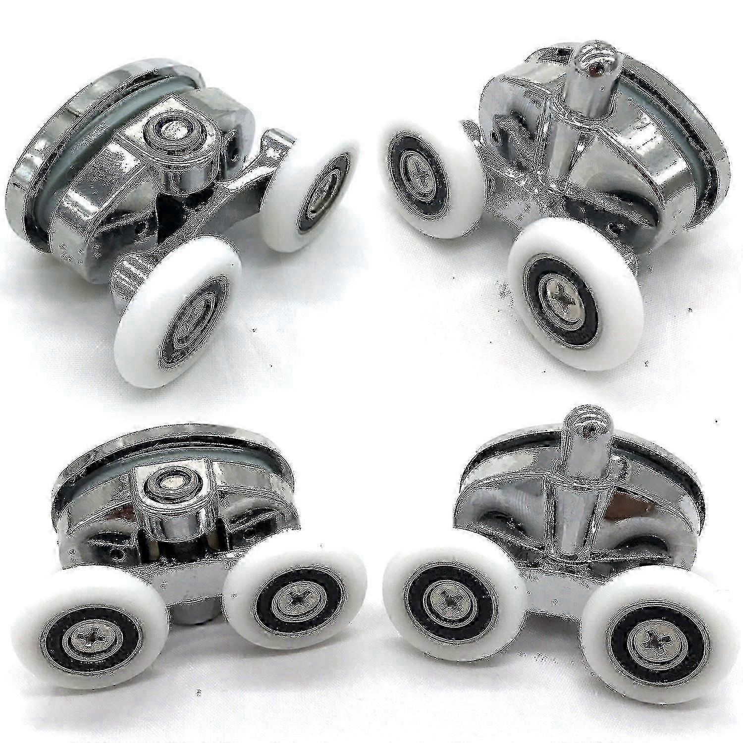 4-Pack Twin Wheel Shower Door Rollers, Butterfly Oval 23mm