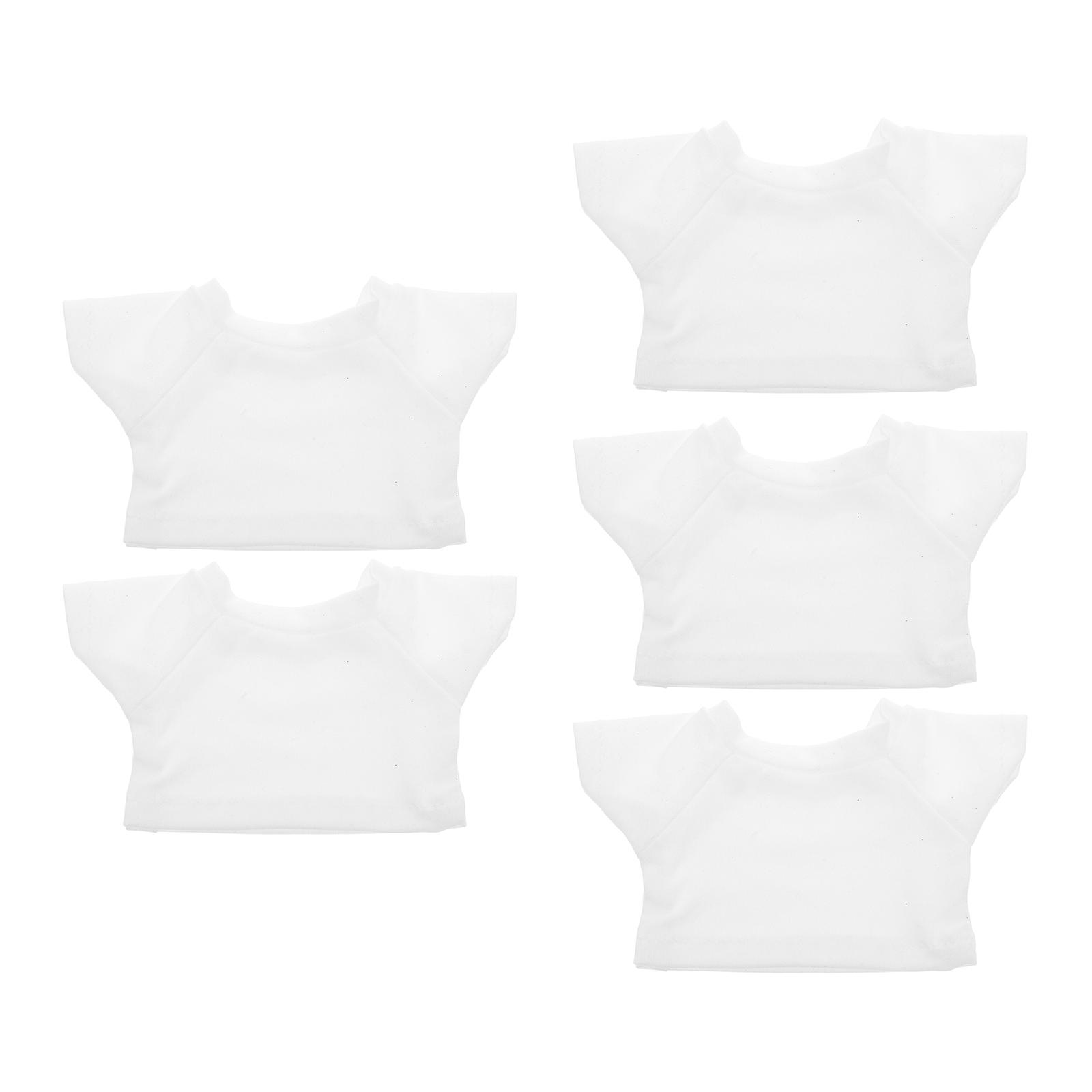 Bear Clothes Outfit Basic Bear T-Shirts for Stuffed Animals 5Pcs Soft Cloth White