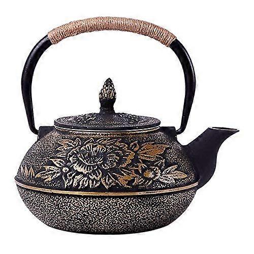 Tea Brewer Infuser Teapot Uncoated Cast Iron 900 Ml Peony Pattern
