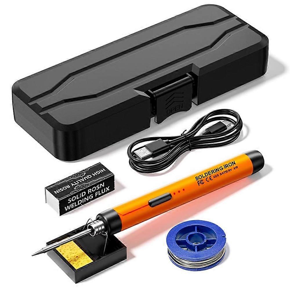 USB Portable Electric Soldering Iron  Multifunction Soldering Welding Iron Set 300450C Adjustable Temp Orange