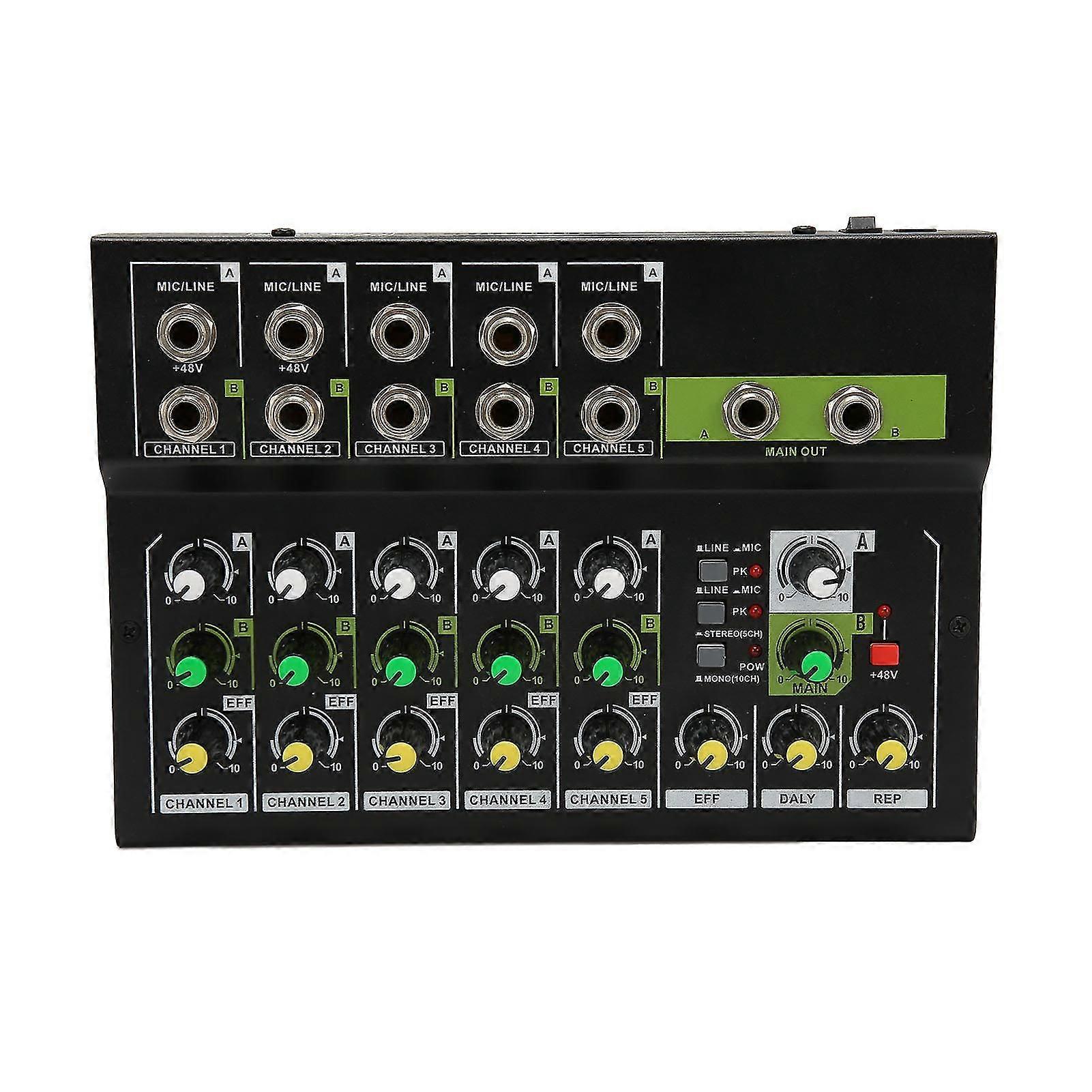 10 Channel Low Noise Stereo Mixer Board compatible with Stage Recording and Live Streaming - EU Plug (100-240V)