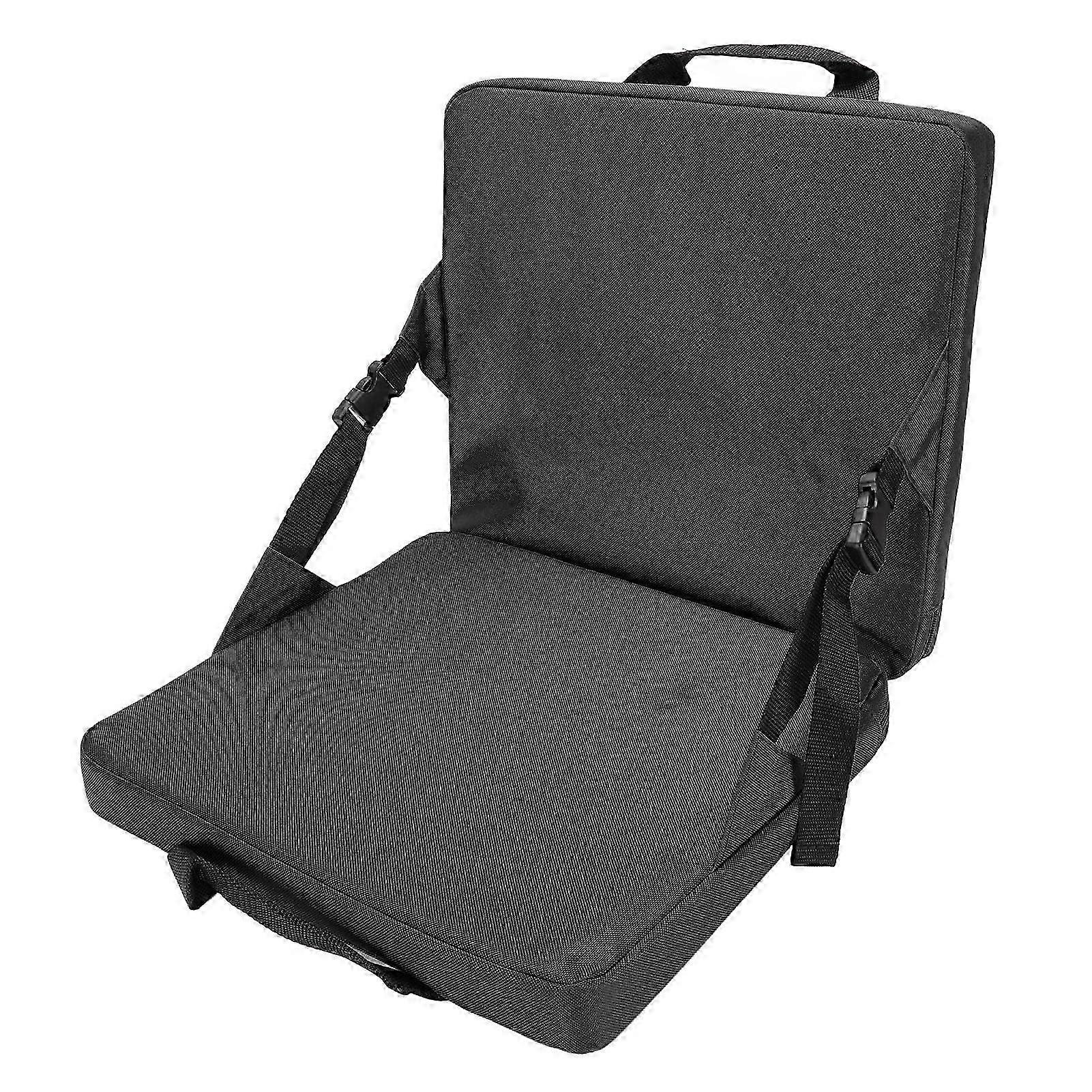 Portable Stadium Seat with Back Support, Folding Bleacher Chair Cushion for Outdoor Events, Black, Lightweight and Portable