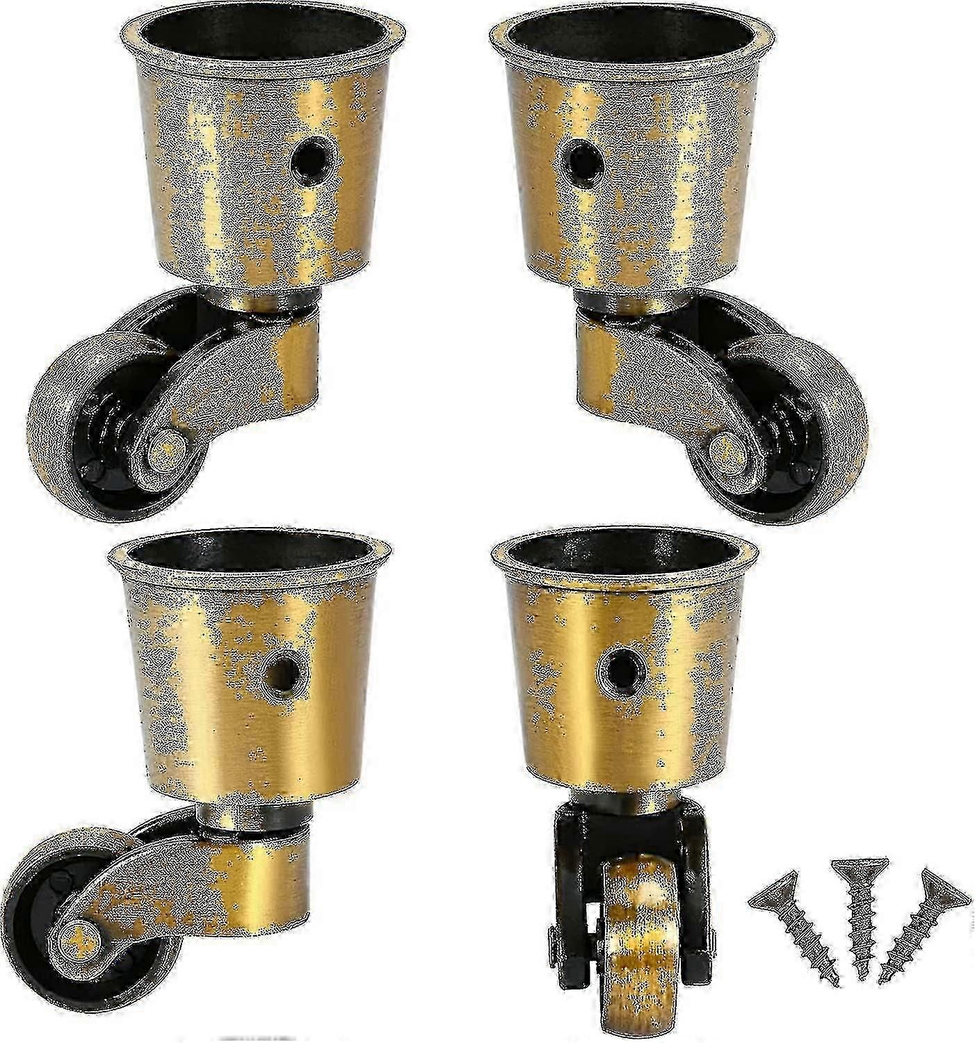 4 Pieces Swivel Casters, Copper Round Casters Antique Casters Ise Portable Can Swivel 360 For Sofa/chair/coffee Table/shelf Load 150kg
