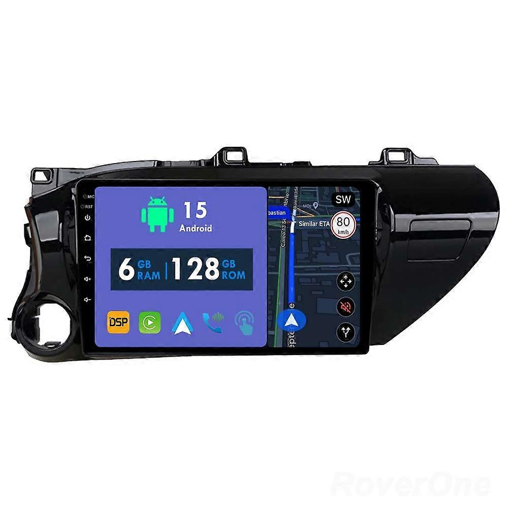 Car Radio 6G+128G CarPlay GPS Navigation Head Unit for Toyota Hilux Pick Up AN120 2015 - 2020 Android Auto Bluetooth Stereo Touch Screen