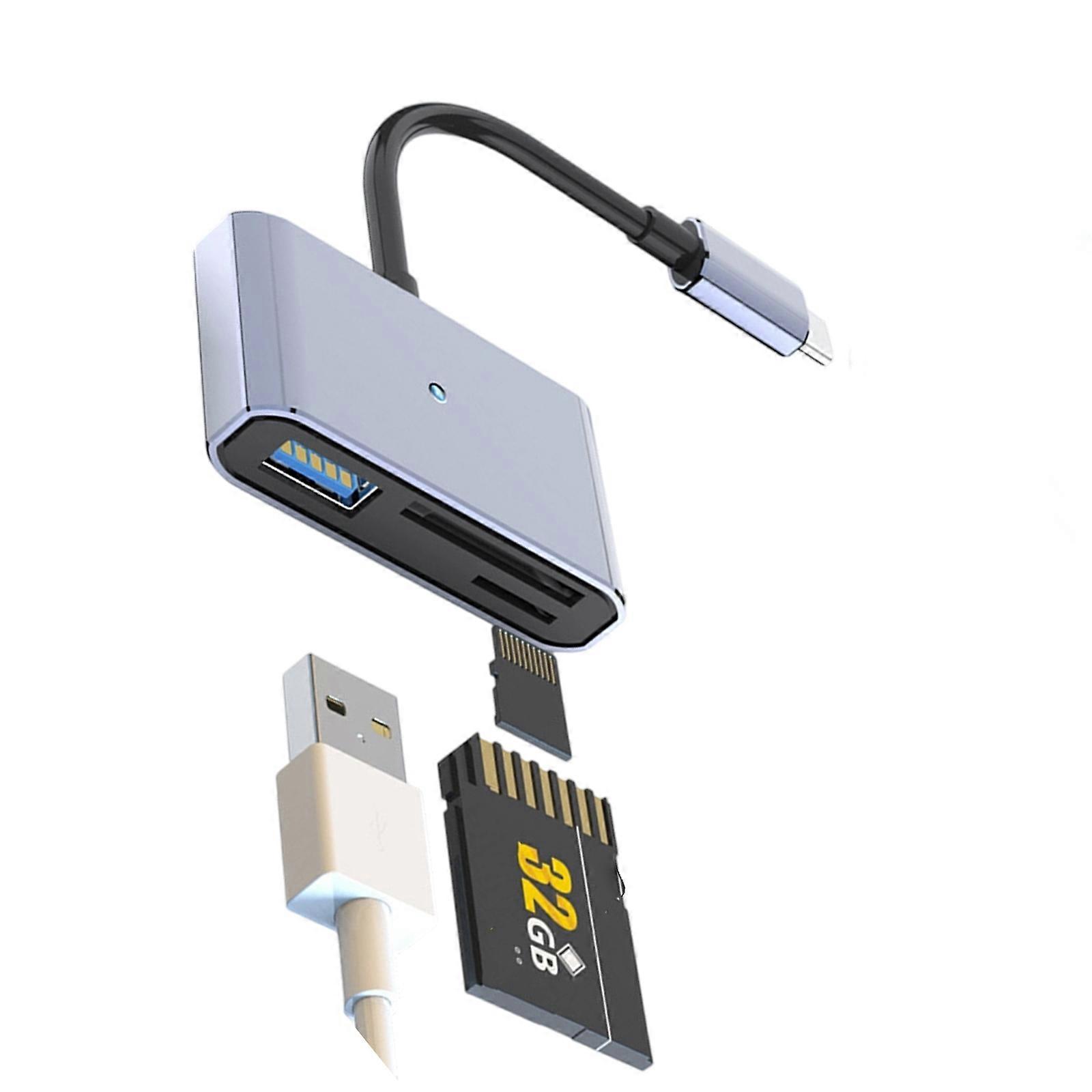 Fast Speed 3 in 1 USB C Adapters for TF Cards PVC Construction Easy Data Transfer for Cameras Laptops Mobile Devices Multicolor