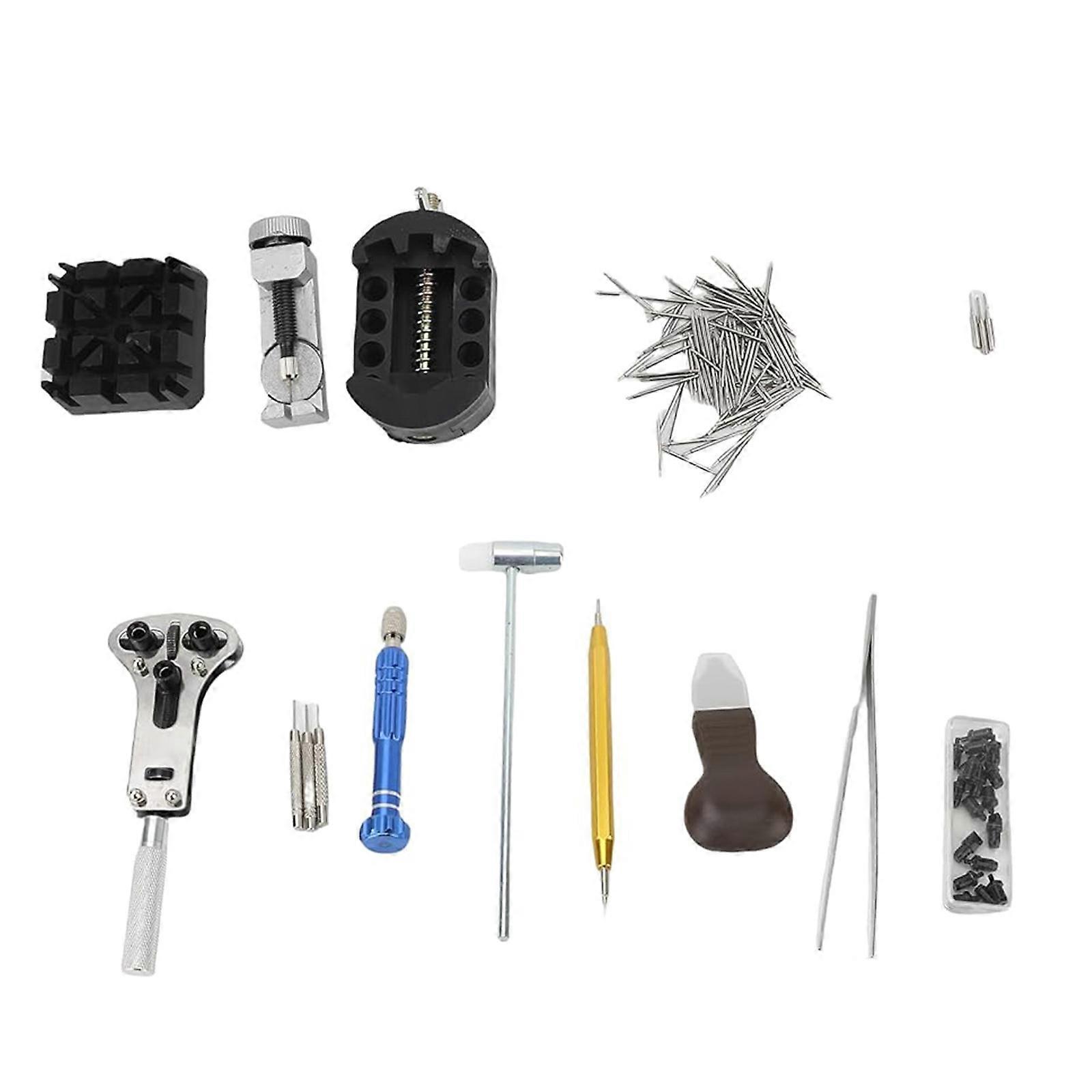 Comprehensive Watch Tool Set With Spring Bar Tool Hammer And Link Remover for Battery Replacement Band Adjustments Multicolor