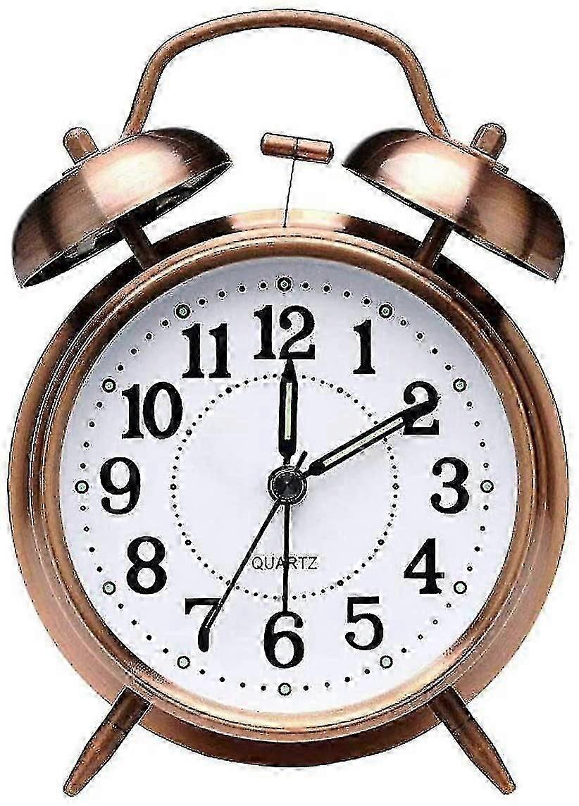 Retro Alarm Clock, Old Fashioned Bedside Alarm Clock With Night Light Battery Operated