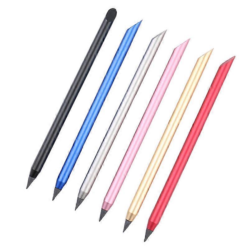 6Pcs Multifunctional Inkless Pen with Touching Screen Pen Tip Erasable Everlasting Pen Smooth Writing for Office School Multicolor