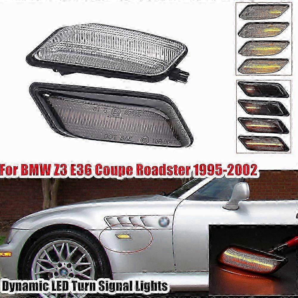 2X LED Side Marker Blinker Turn Signal Lights For BMW E36 Z3 1994 1995 1996 1997 1998 1999 2000 2001 2002 Dynamic Flowing Lamps Edition 1107