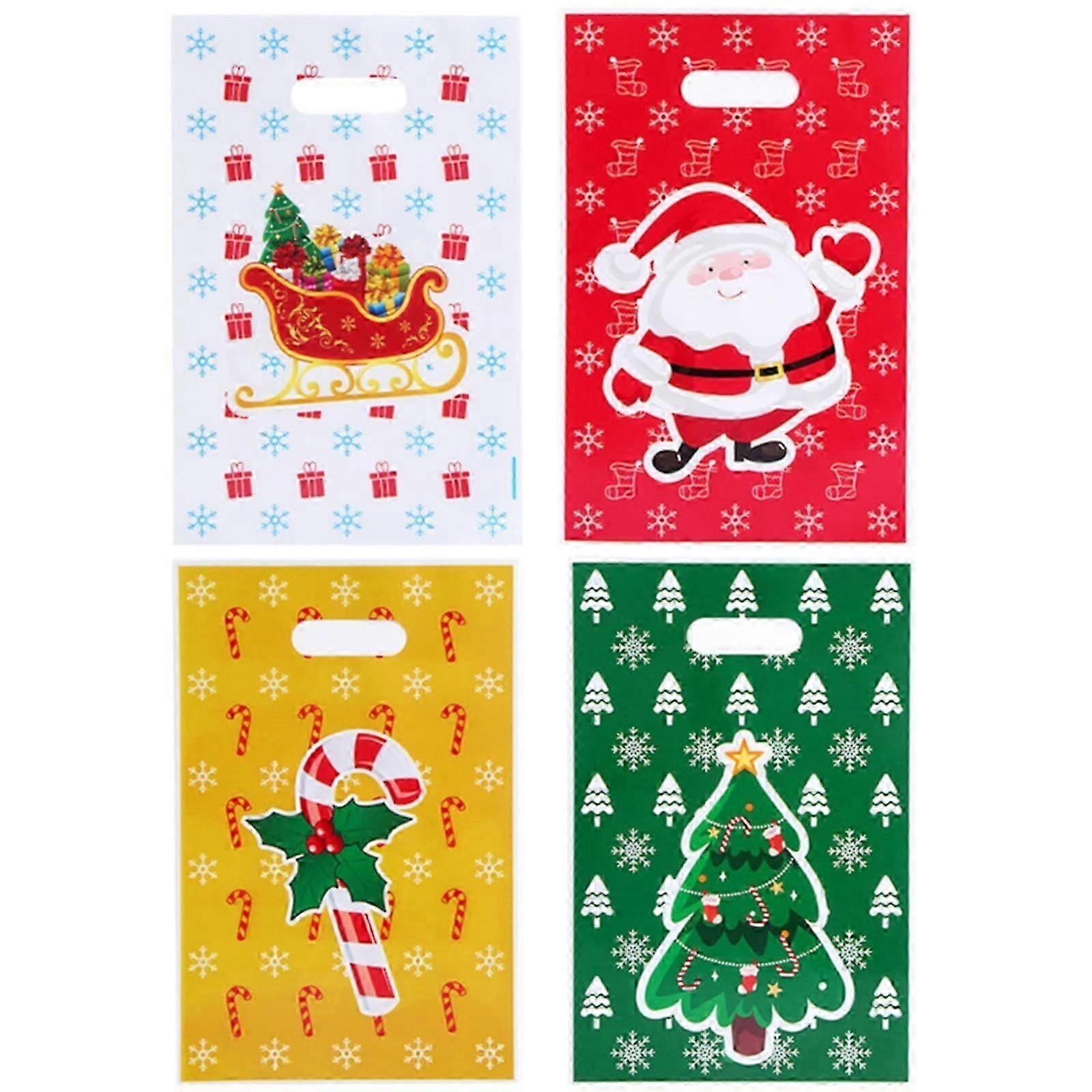 ViLaViDe 10Pcs Christmas Bags Christmas Candy Snacks Bags Christmas Plastic Gift Bags Christmas Bag, Red