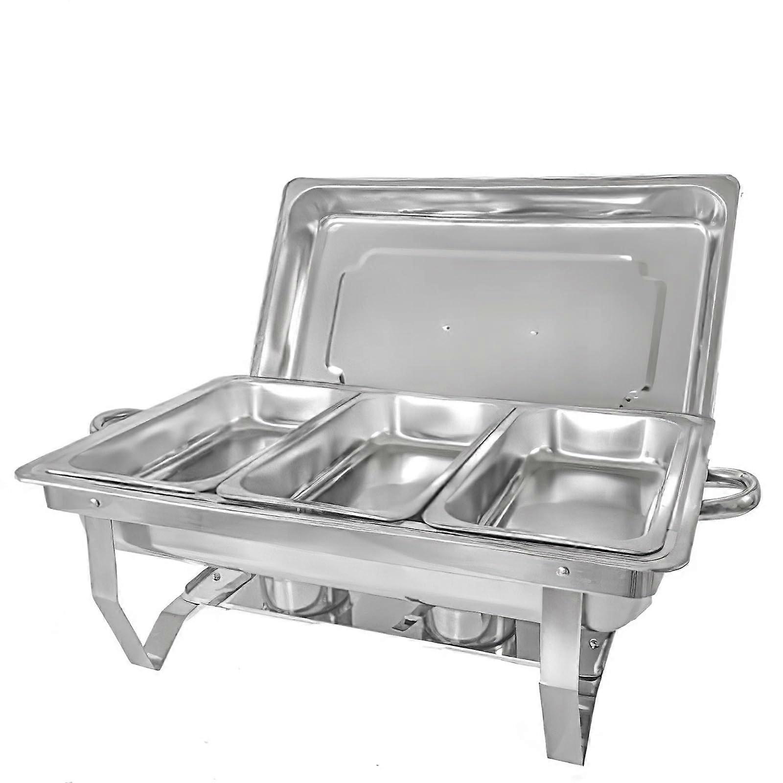 9L Chafing Dishes With Lids, Triple Grid Buffet Set, Folding Dinner Stove and Alcohol Stove, For Parties