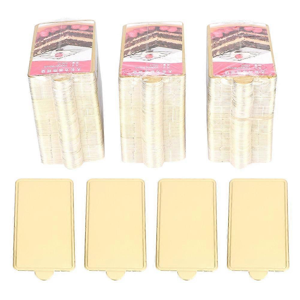 300Pcs Gold Rectangular Mousse Cake Dessert Board Base Cardboard Baking Tools 100x60mm