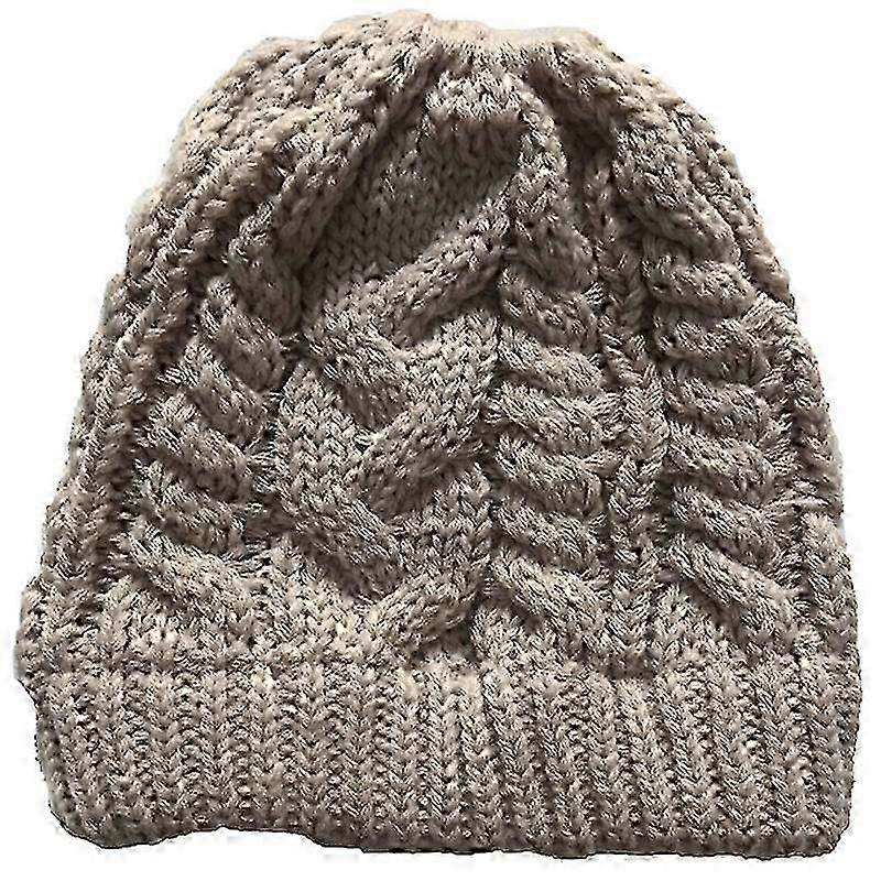 Căciulă tricotată elastică pentru femei, cu coc înalt și murdar, de iarnă, caldă, cu coadă de cal, pălărie Capsr