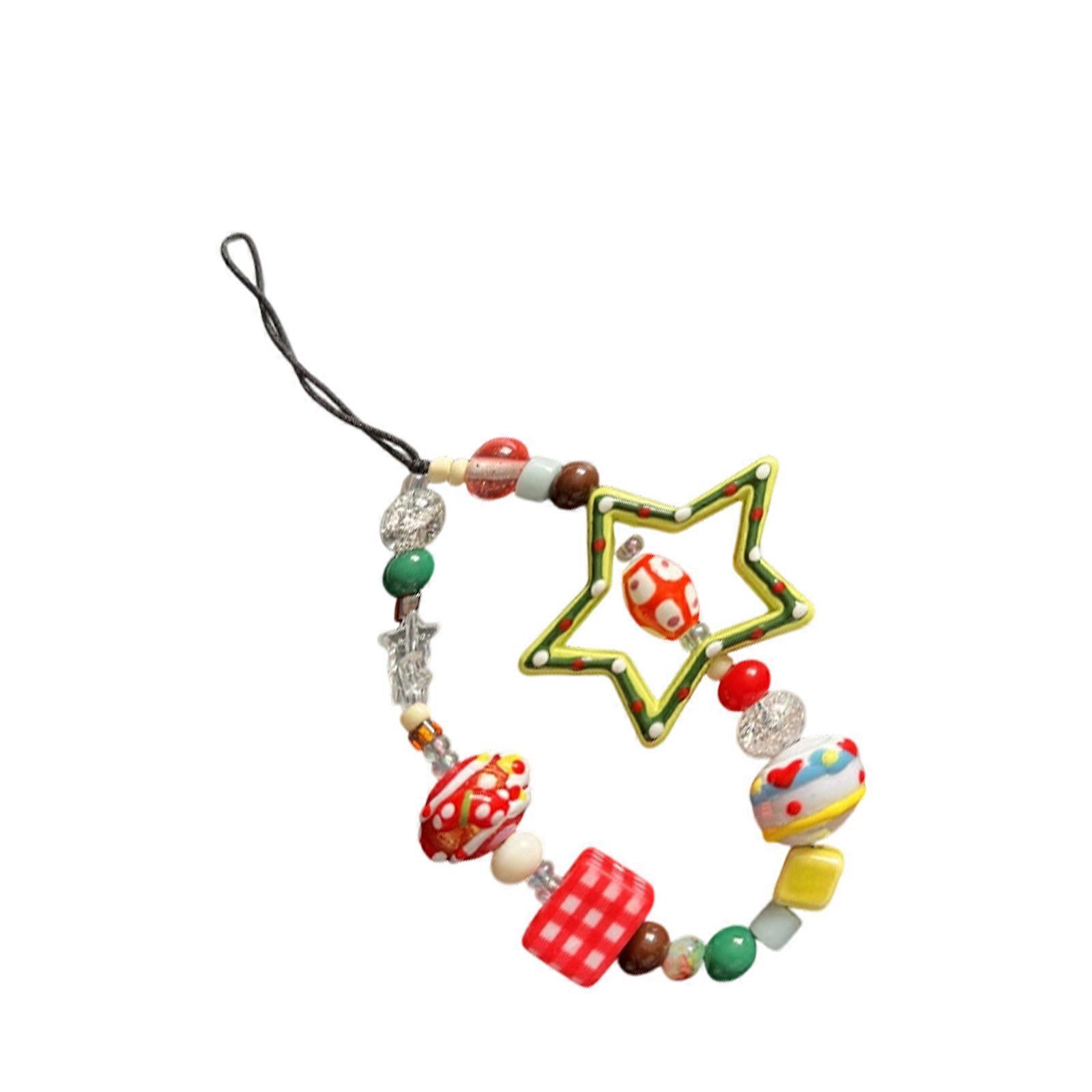 Artistic Star Charm Beaded Keychain Lightweight PVC Phone Hanging Chain For Everyday Use And Stylish Accessories Multicolor