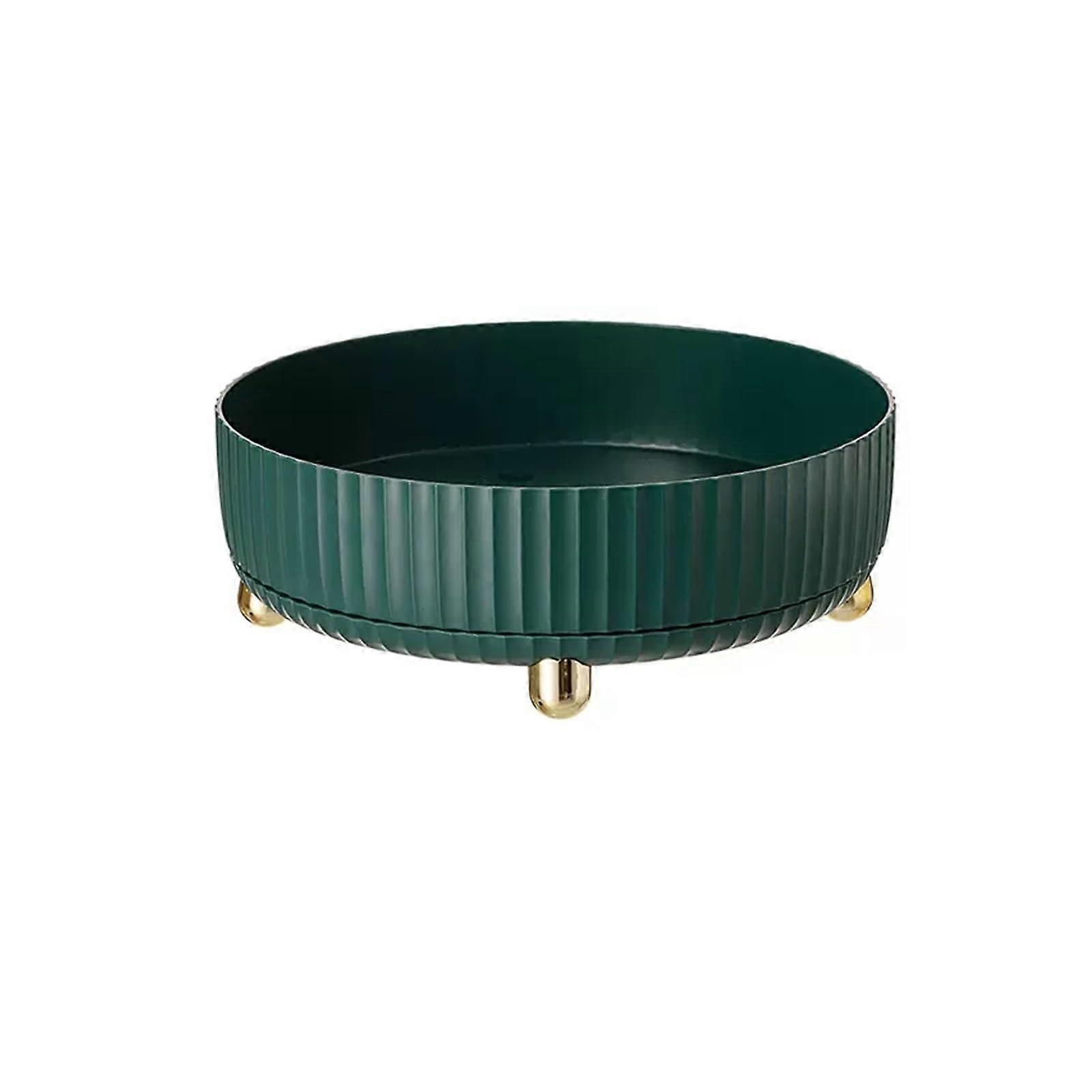 Storage Basket Rotatable Fruit Tray Small Dark Green, Compact Kitchen Counter Fruit Organizer, Modern Simple Design