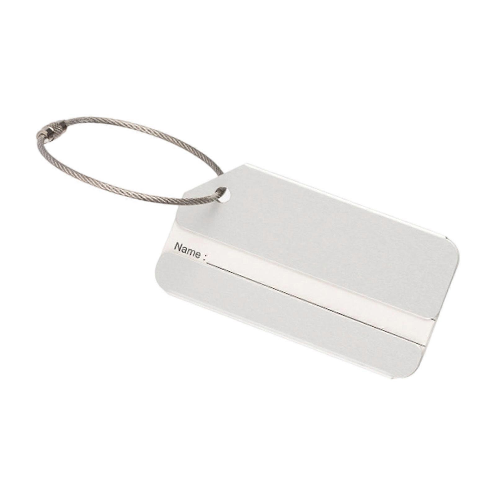 Reusable Aluminum Luggage ID Labels With Privacy Shielding And Practical Attachment For Frequent Traveler  Silver