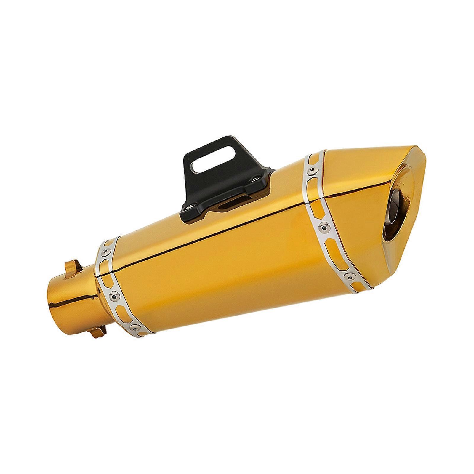 Global Motorbike Exhaust Tip Untarnished Golden Hexagonal Tailpipe Accommodates 51mm Pipe Easy Installation Strengthened Execution Multicolor