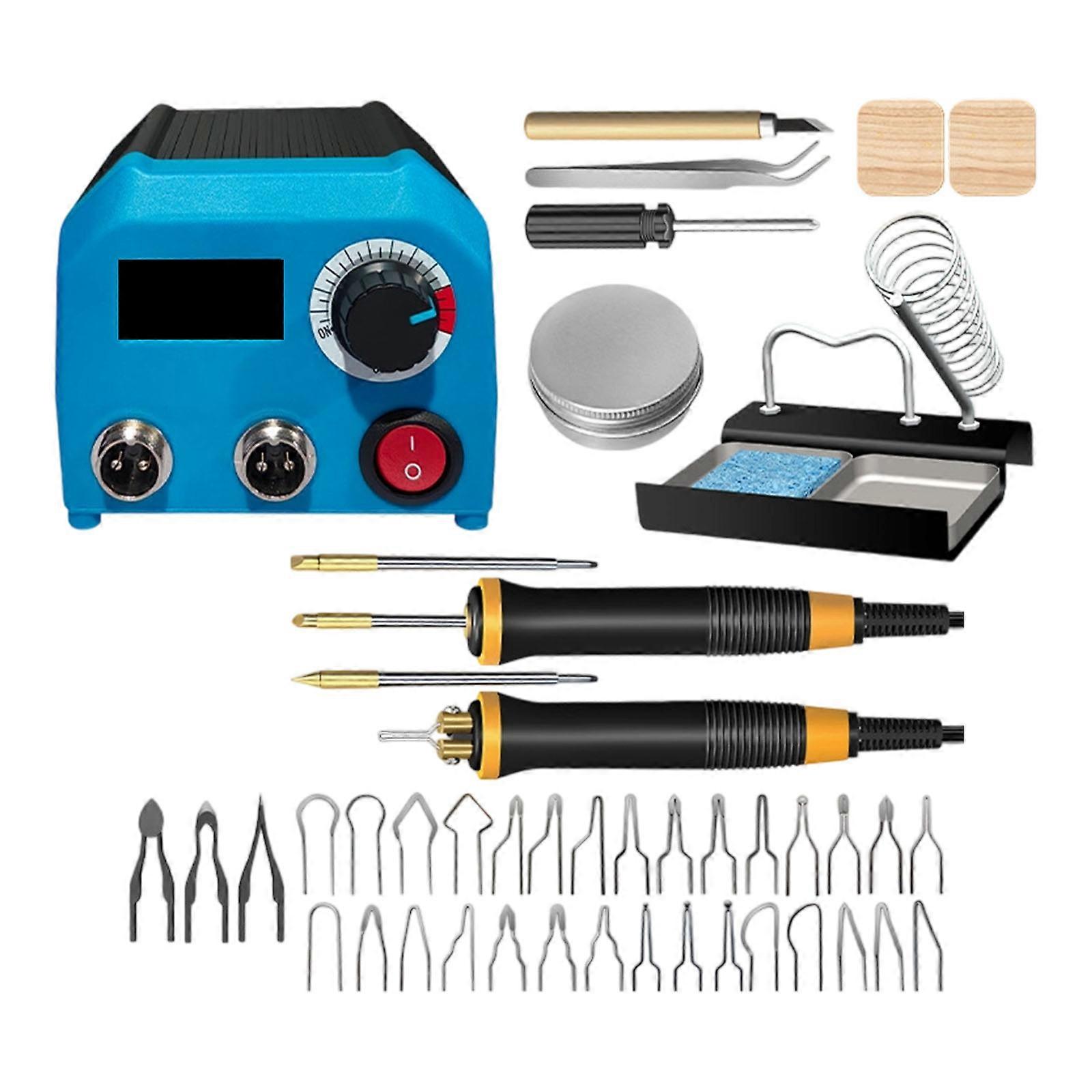 Double Pen Wood Burning Kit Adjustable Temperature 200℃ to 750℃ For Pyrography Art With 36 Interchangeable Tips Multicolor