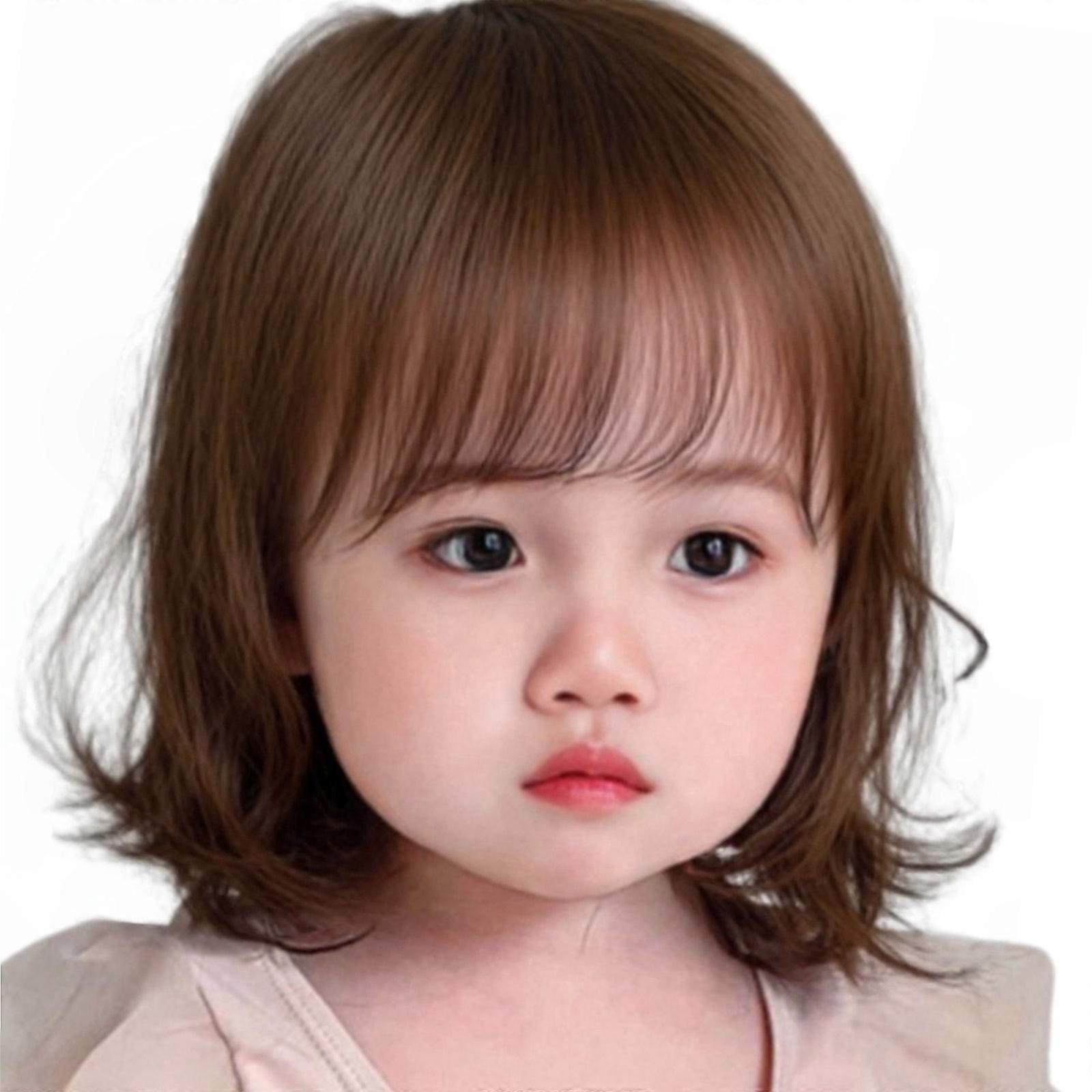 Girls Synthetic Curly Bob Wigs Adjustable Net Synthetic Fibers Perfect For Sensitive Skin  Light brown