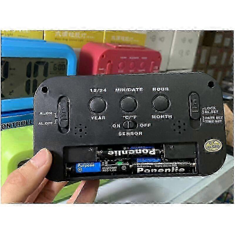 Alarm Clock Digital Clock Electronic Alarm Clock Silent Backlit (English Blue Version)