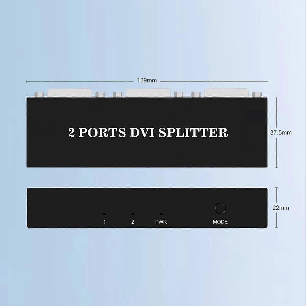 DVI Splitter 1X2 Switch Switcher Extender Adapter 1 DVI-D Input and 2 DVI-D Output Dual Display for Display Computer