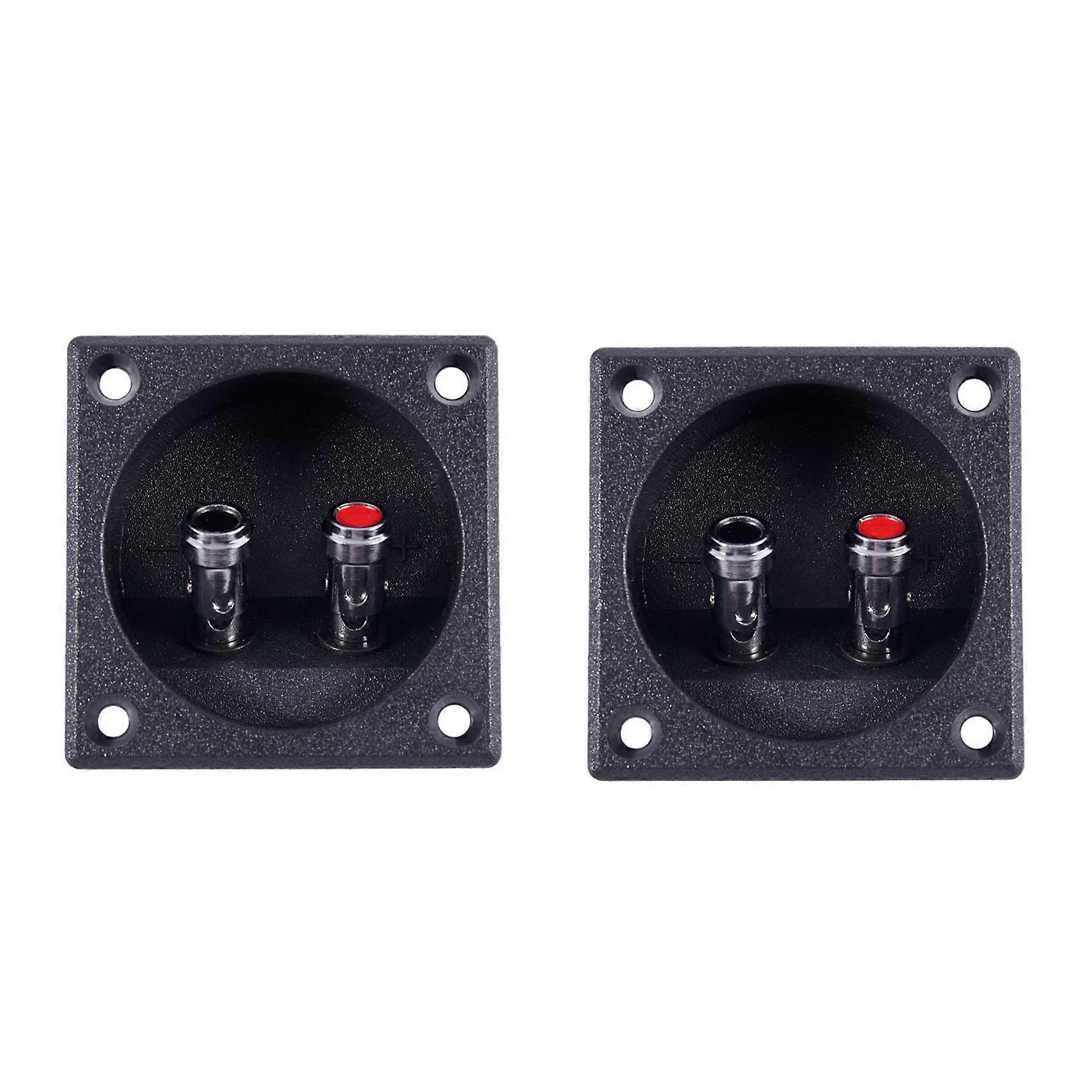 2X Square Shape Double Binding Post Type Speaker Box Terminal Cup Black