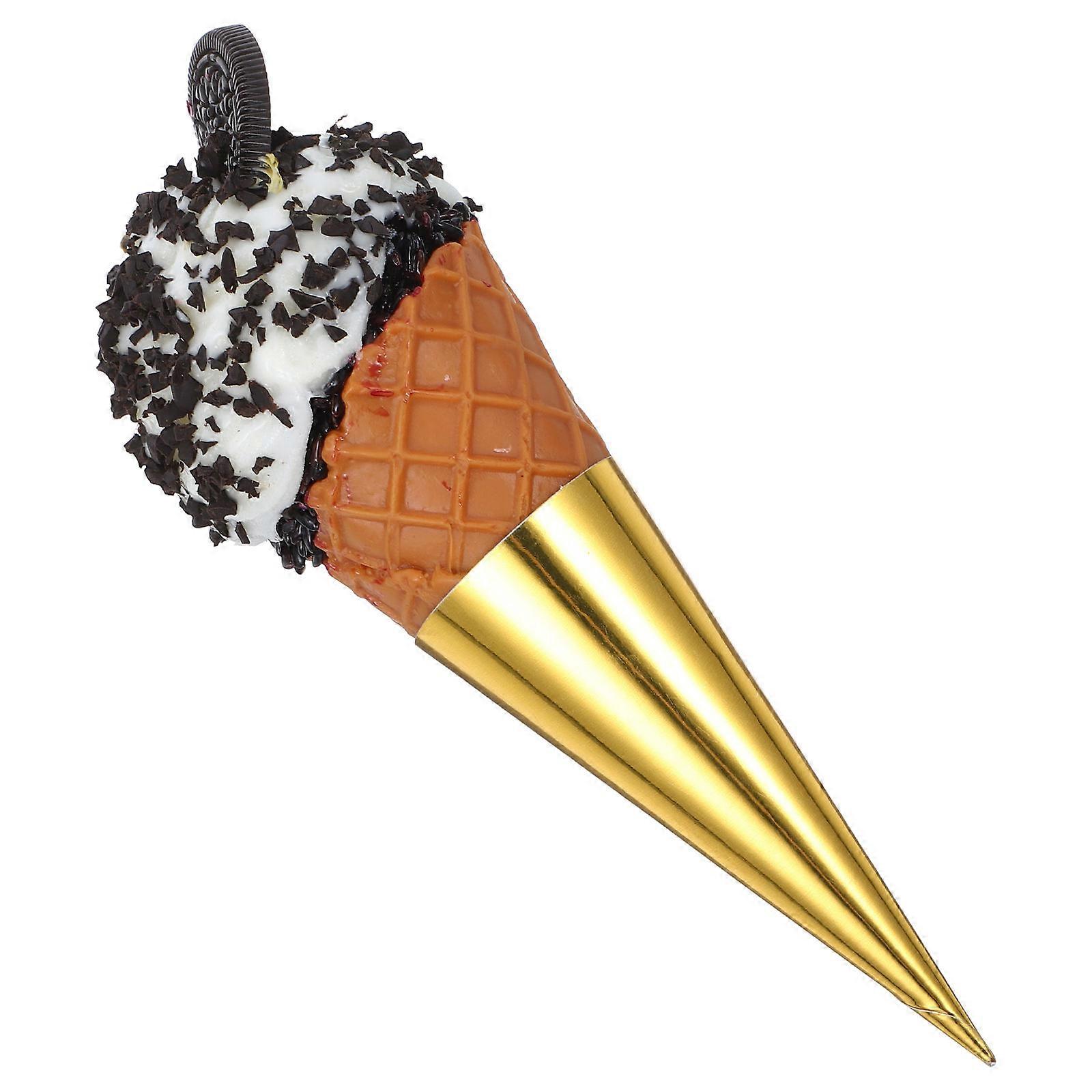 Simulation Ice Cream Cone for Decoration PVC Artificial Golden Prop