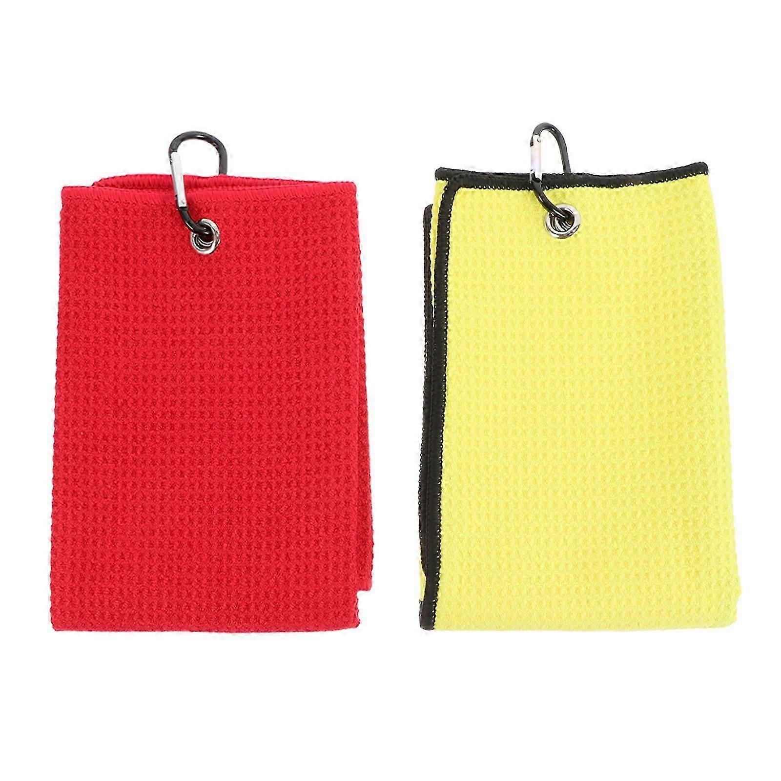 Serviettes de golf portables, accessoires de golf, jaunes, 60 x 40 cm, séchage rapide, respirantes, lot de 2