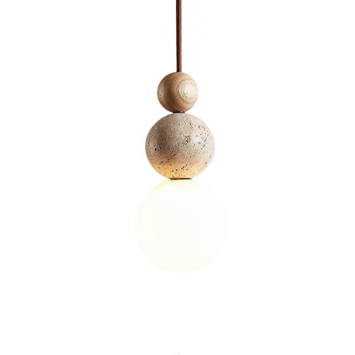 Bohemian Wood Bead Pendant Light with Rustic Globe Shade, Adjustable Height, Warm Glow, Yellow