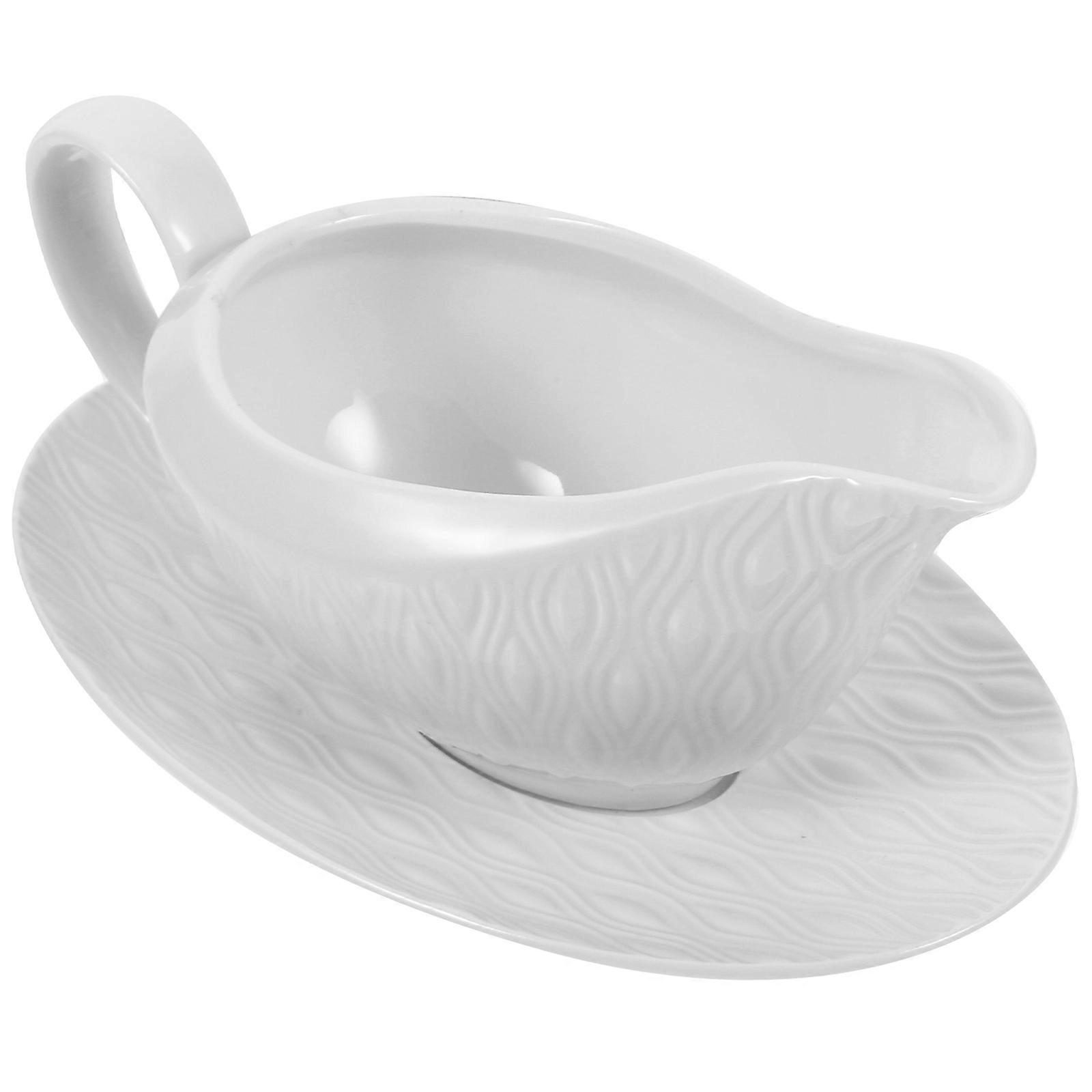 Gravy Pitcher With Handle Ceramic Sauce Boat Home Users Kitchen White Compact 1 Pair
