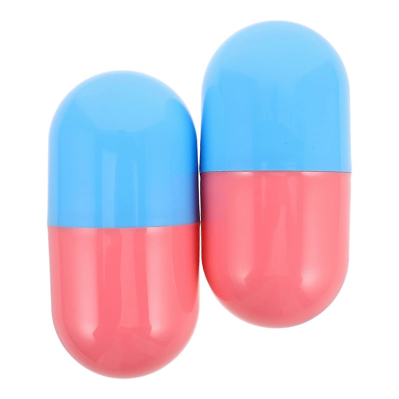 Plastic Eggshell Capsule Container for Storage 2Pcs Assorted Color