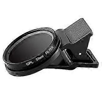 Ultrathin Clip-on CPL Phone Lens Camera Circular Polarizer Neutral Density Filter 37mm Lens Camera Lens (Black)