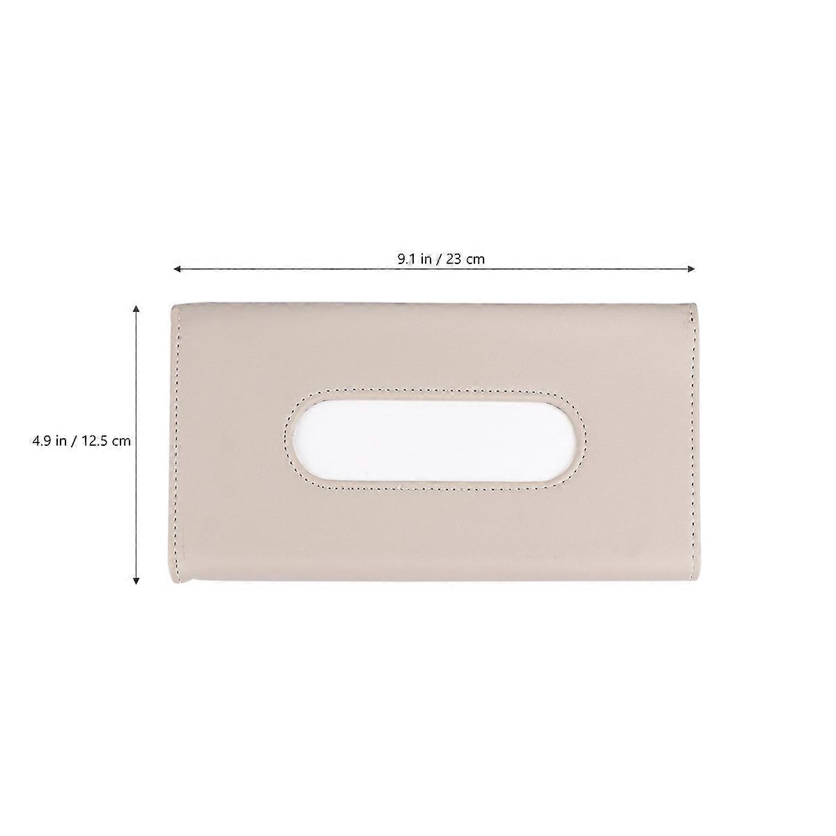 Car Interior Accessories Sun Visor Tissue Box Beige Rectangular Tissue Holder for Car Visor Pu 1Pcs