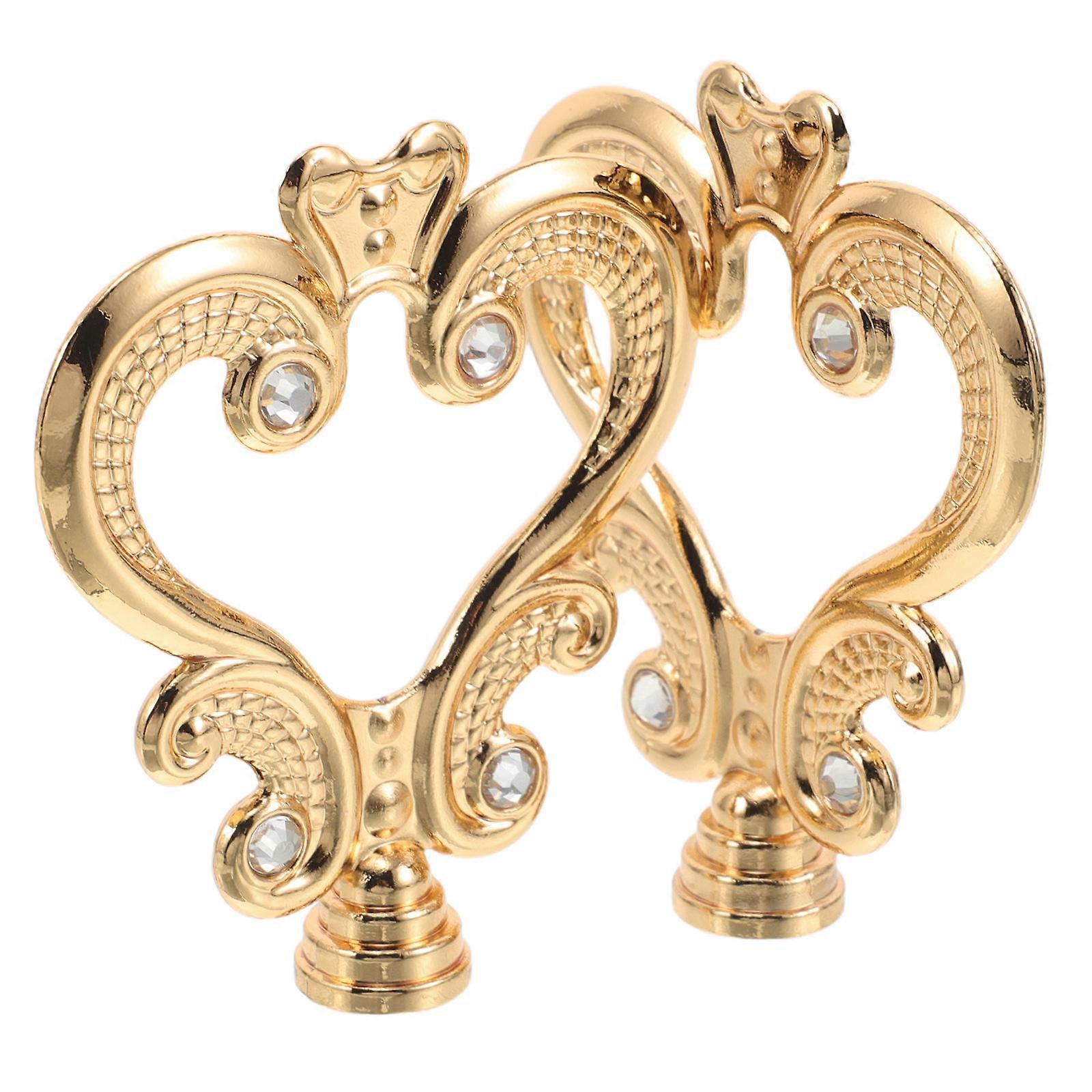 Heat Resistant Golden Pot Lid Handle for Kitchen 2Pcs Heart Shaped Knobs