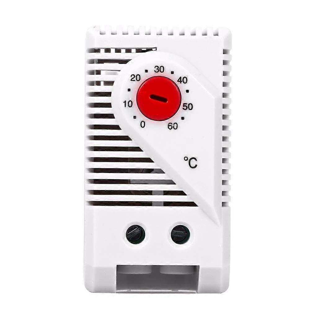 060°C Adjustable Mechanical Thermostat Switch with Red Button for Heater, DIN Rail Mount