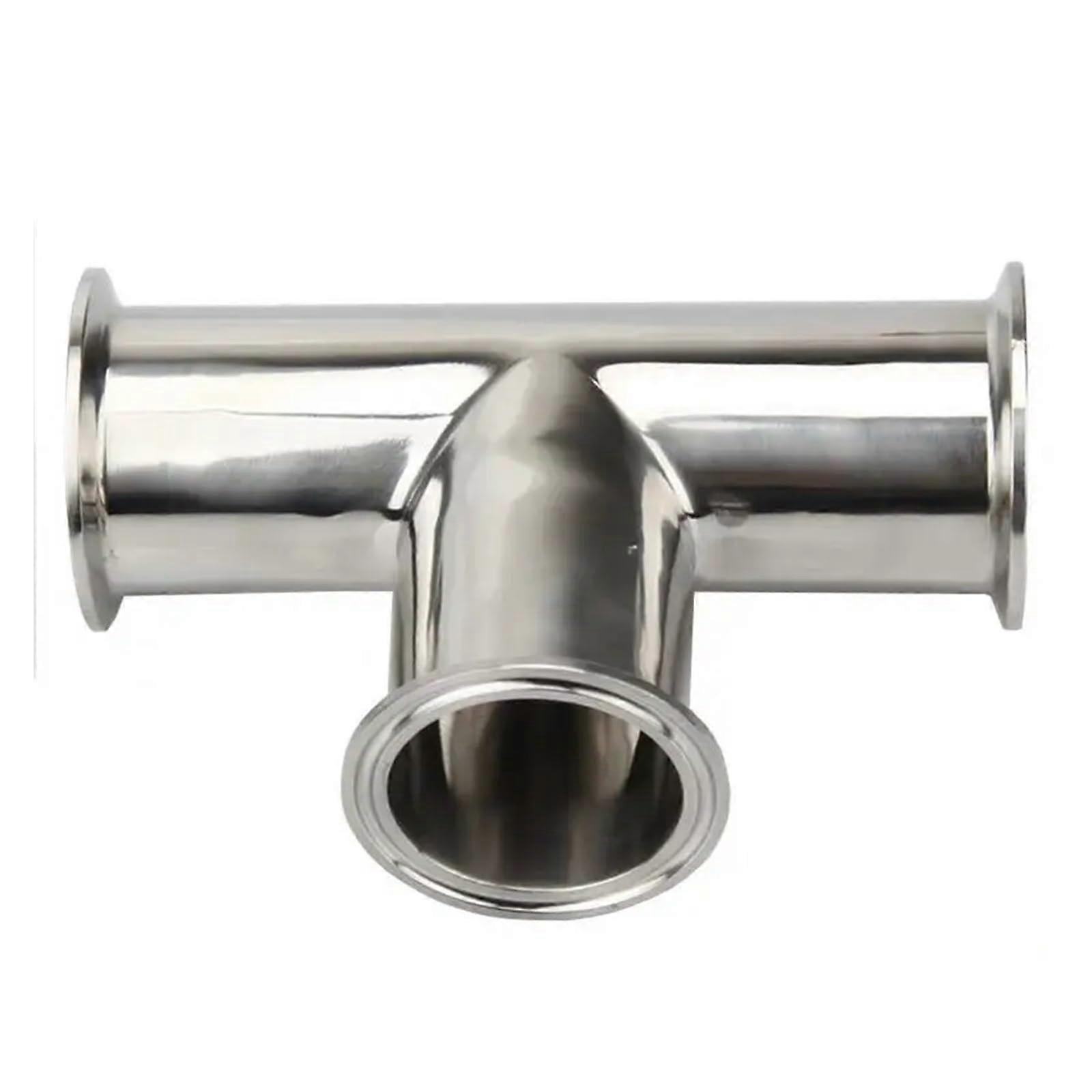304 Stainless Steel 3 Way Tee Connector Pipe Fitting for Tri Clamp 1.5" and 2" - Two Way 51-64mm One Way 38-51mm