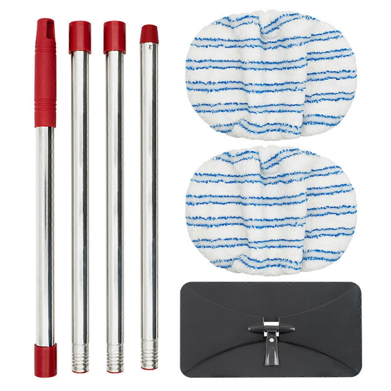 Microfiber Flat Mop Pad Set with Adjustable Fine Thread Four-Section Pole for O-Cedar