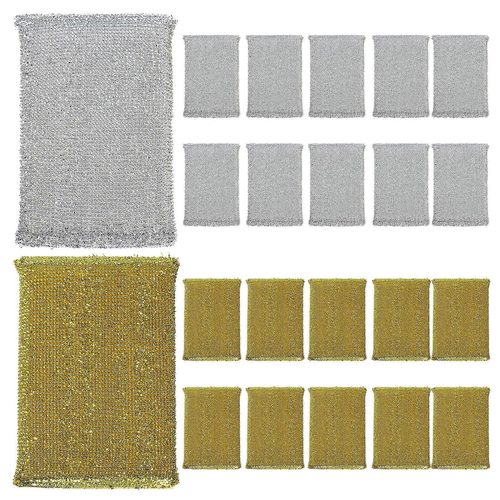 Dishwashing Sponge Pad Cleaning Sponge for Kitchen 24Pcs Silver Glitter